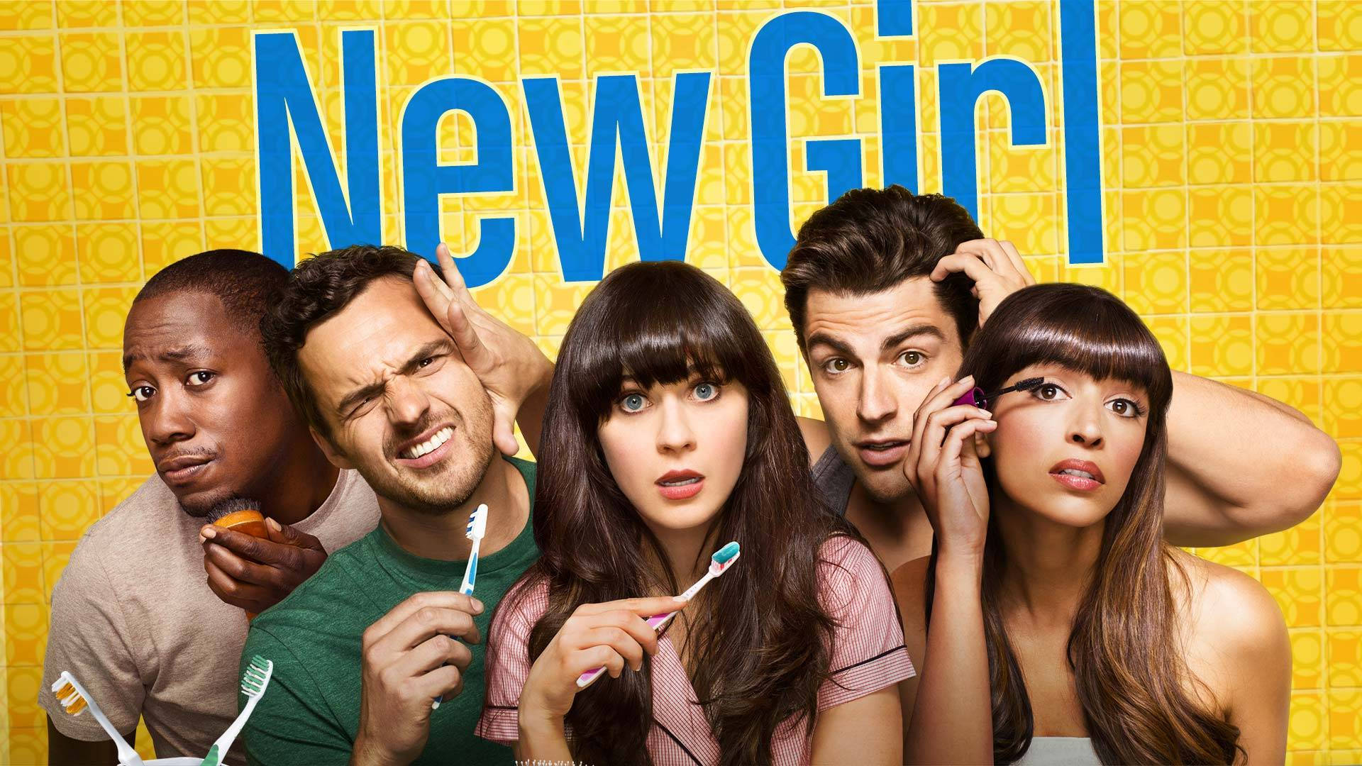 Poster Of American Comedy Series New Girl Background