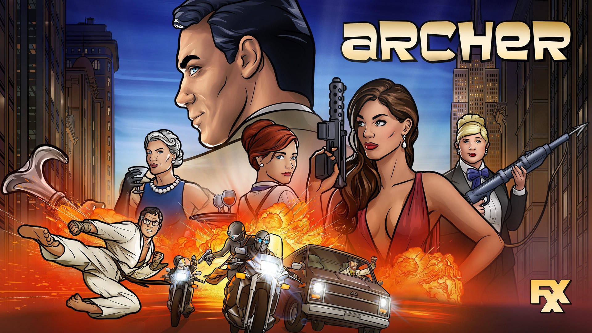 Poster Of Archer Fiery Background Background