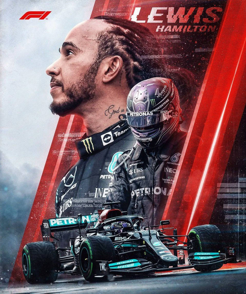 Poster Of Lewis Hamilton F1 In Red Background