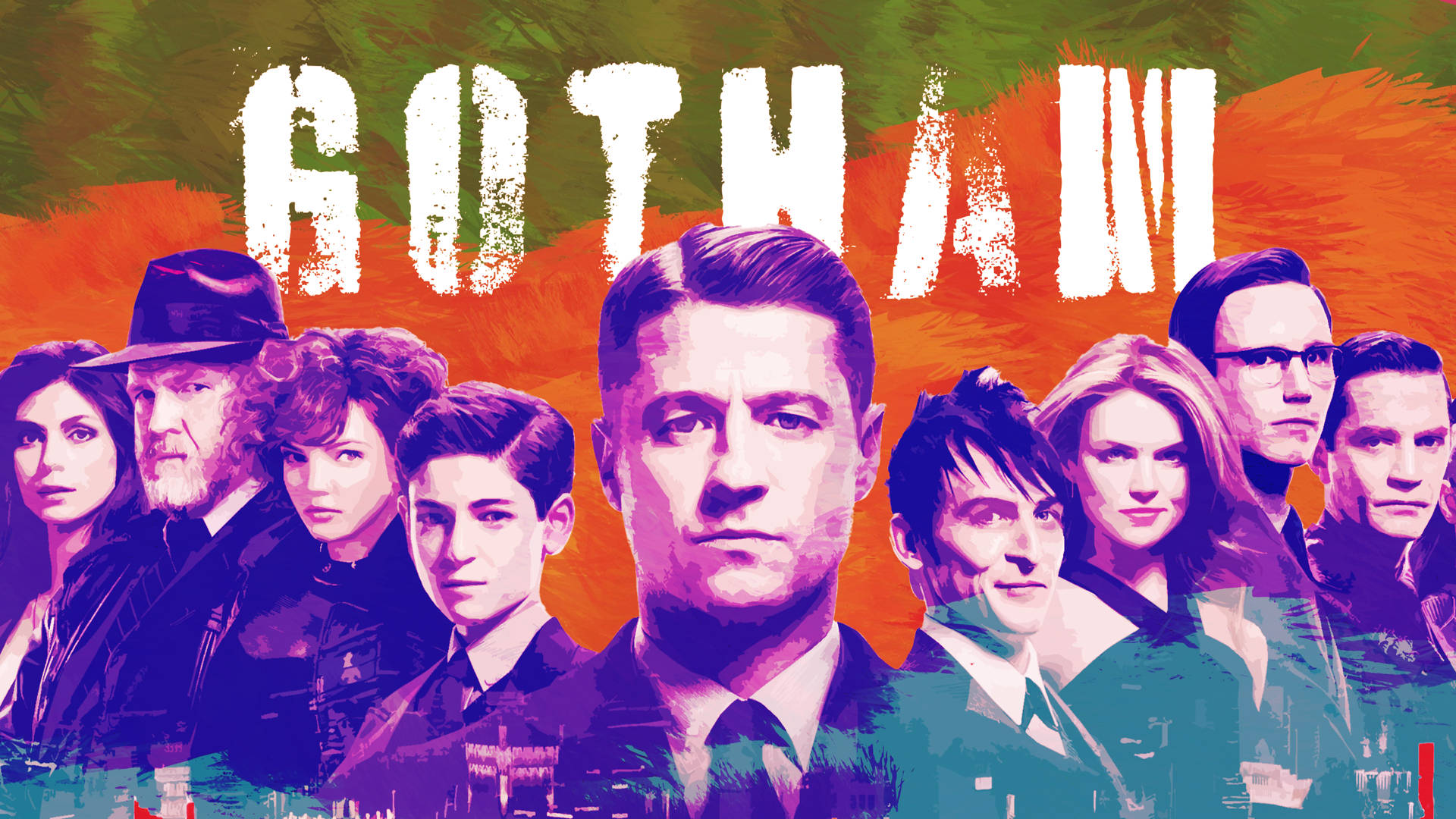 Posterized And Colorful 4k Gotham Desktop Background