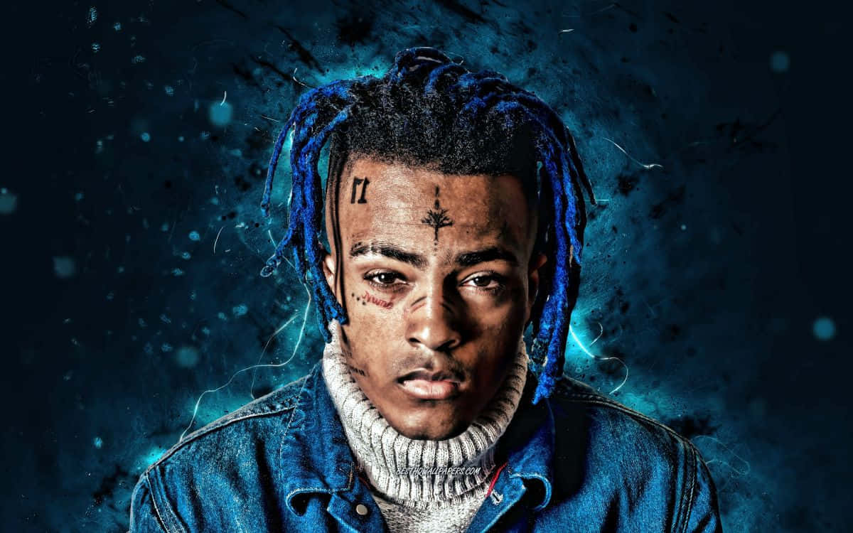 Posthumous Xxxtentacion Neon Blue Background
