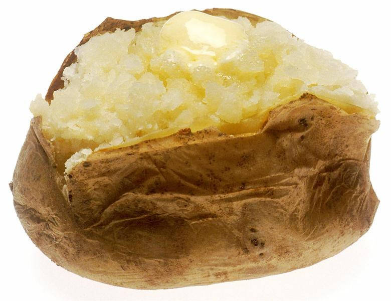 Potato Baked With Butter On Top Background