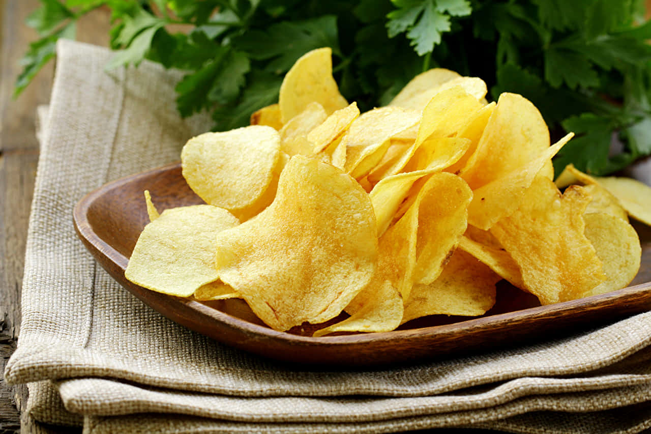 Potato Chips In Brown Plate