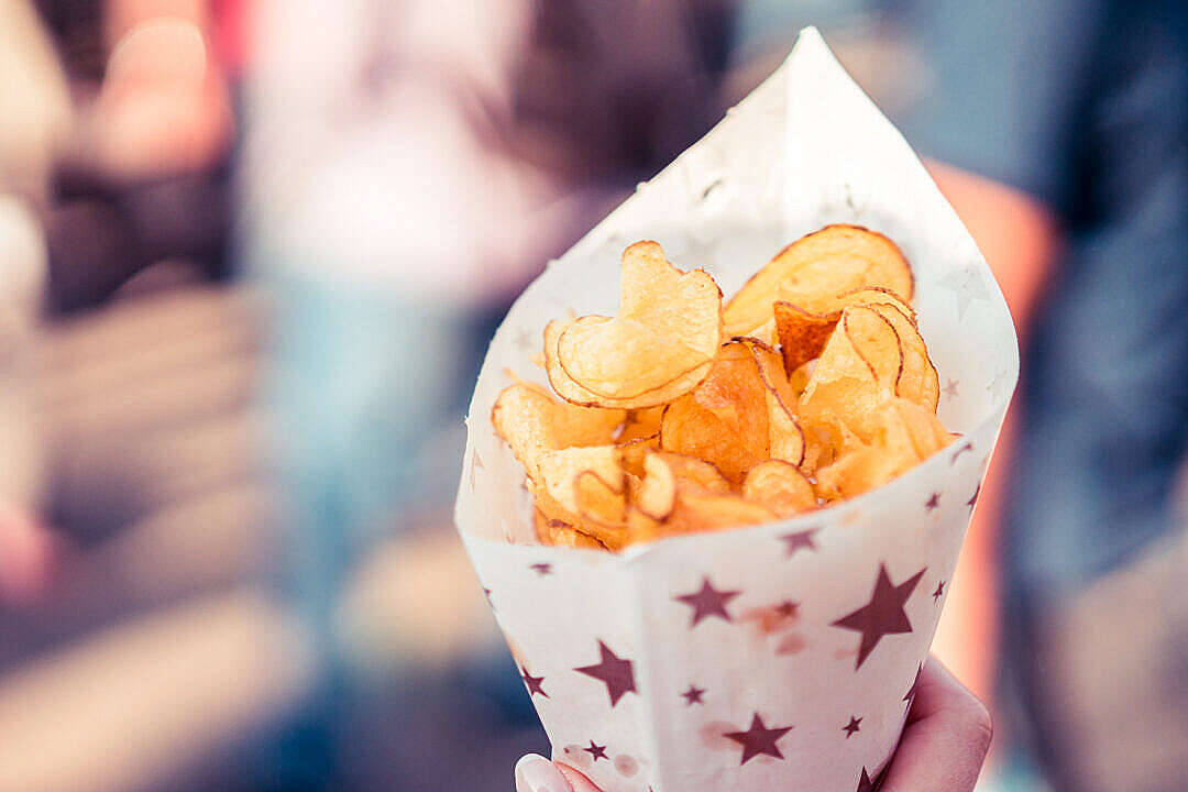 Potato Chips In Cornet Food Desktop Background