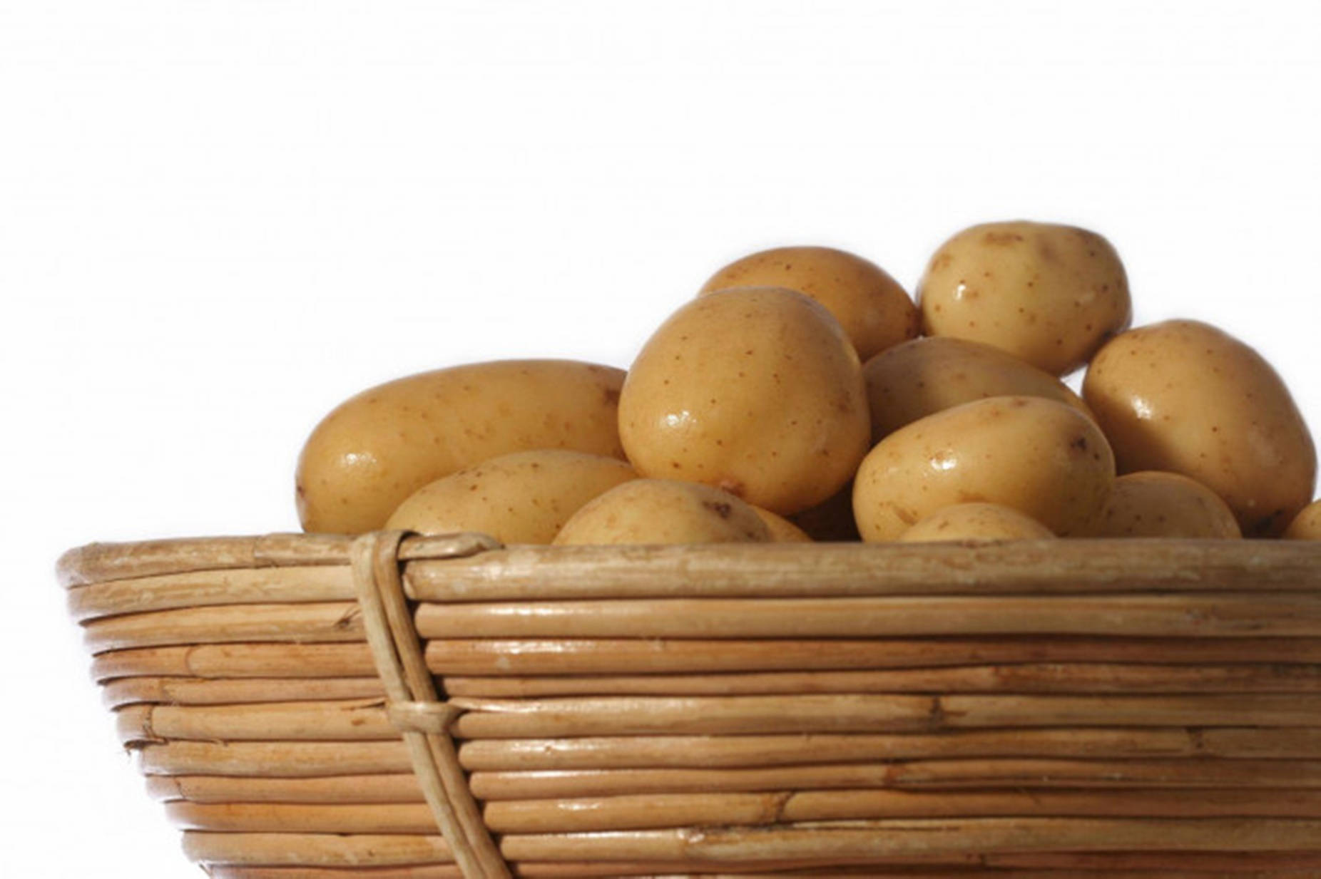 Potatoes In A Woven Wicker Basket Background