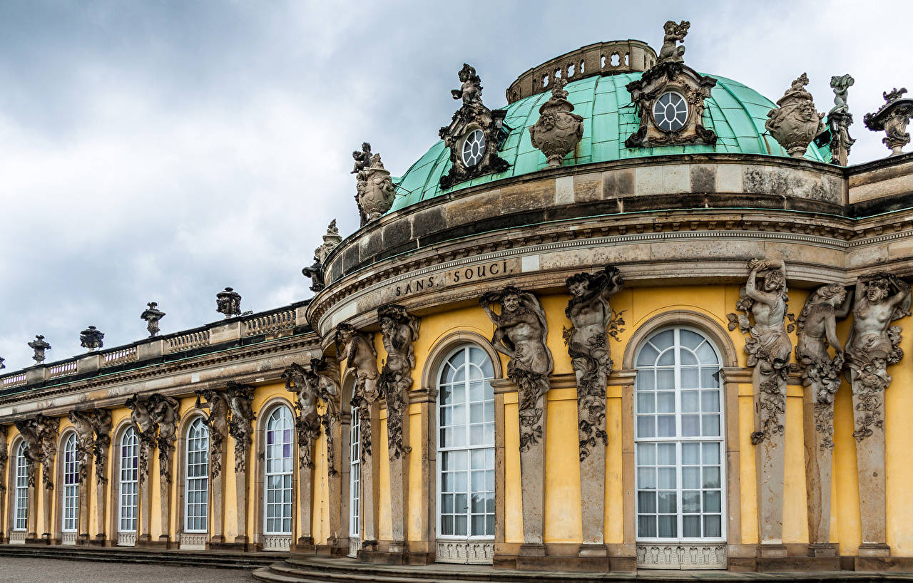 Potsdam Palace Against Gloomy Sky Background