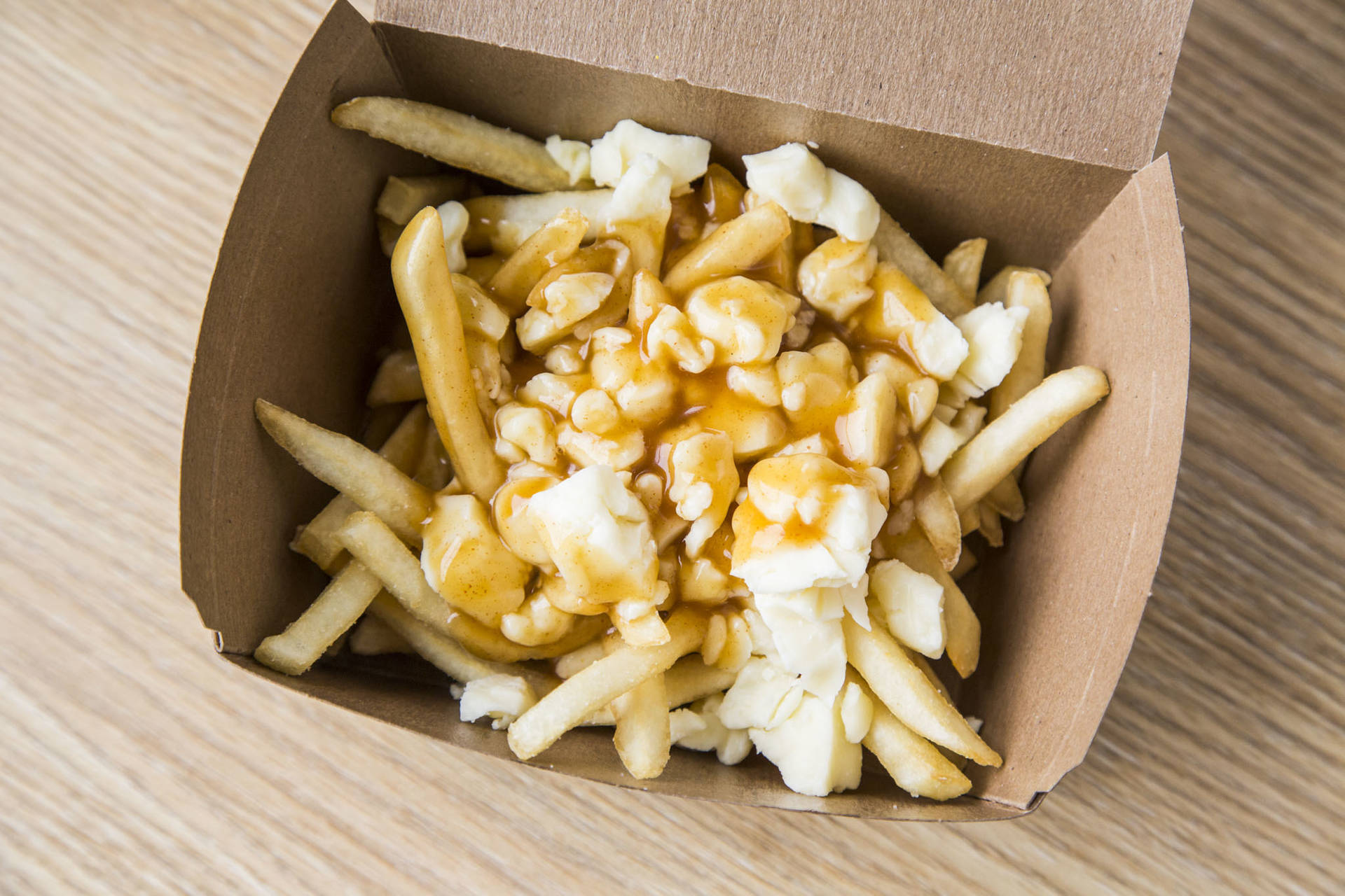 Poutine In A Take-out Box Background