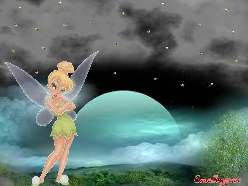 Pouty Tinkerbell In Night Sky Background