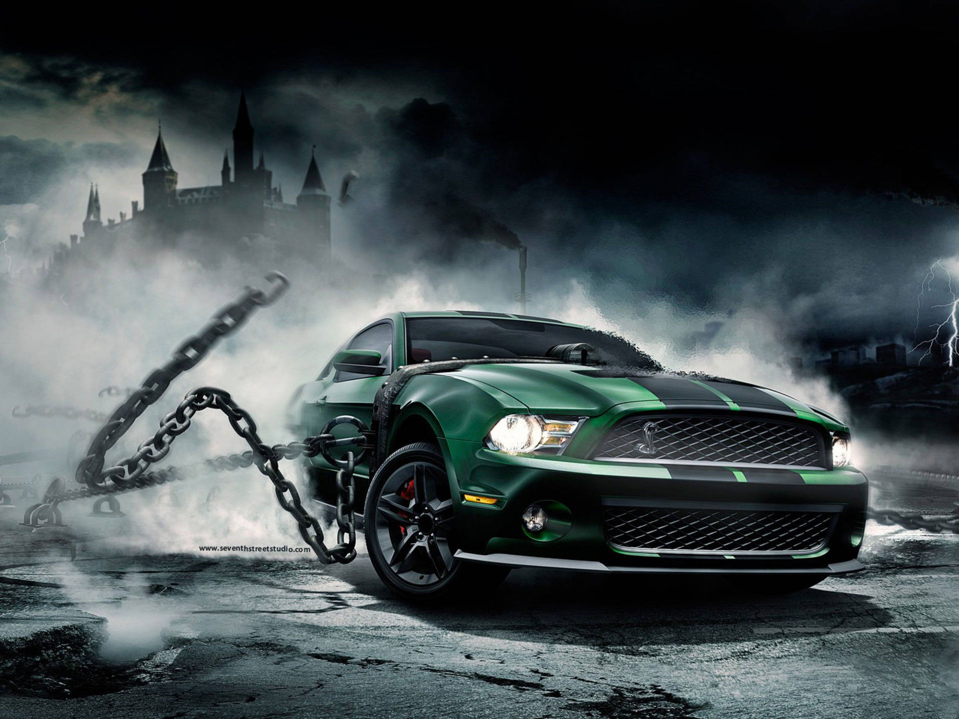 Power And Speed On Display In This Exotic 3d Green Car Background