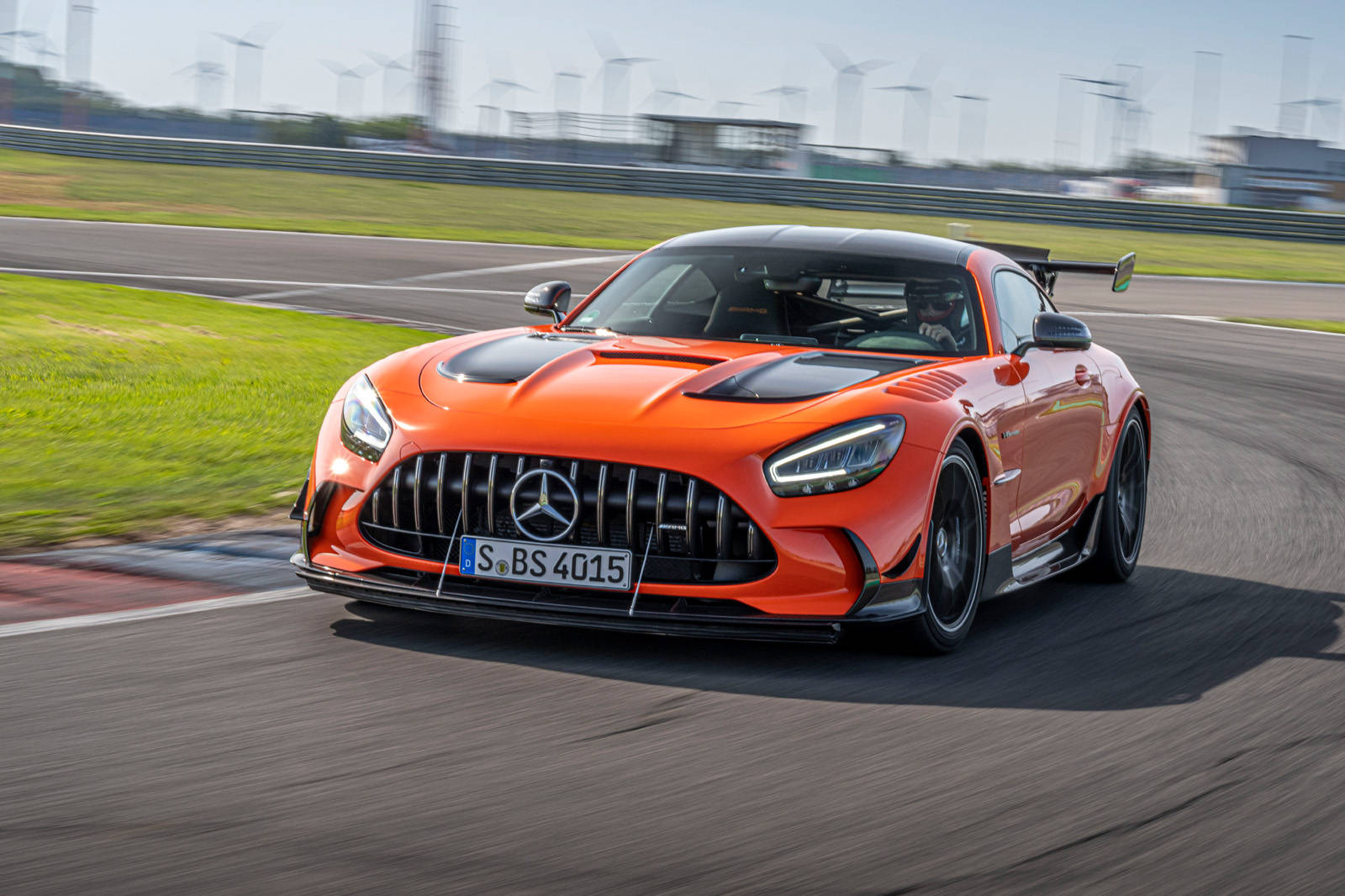 Power Meets Performance - 2021 Mercedes-amg Gt Black Series In Motorsport Background