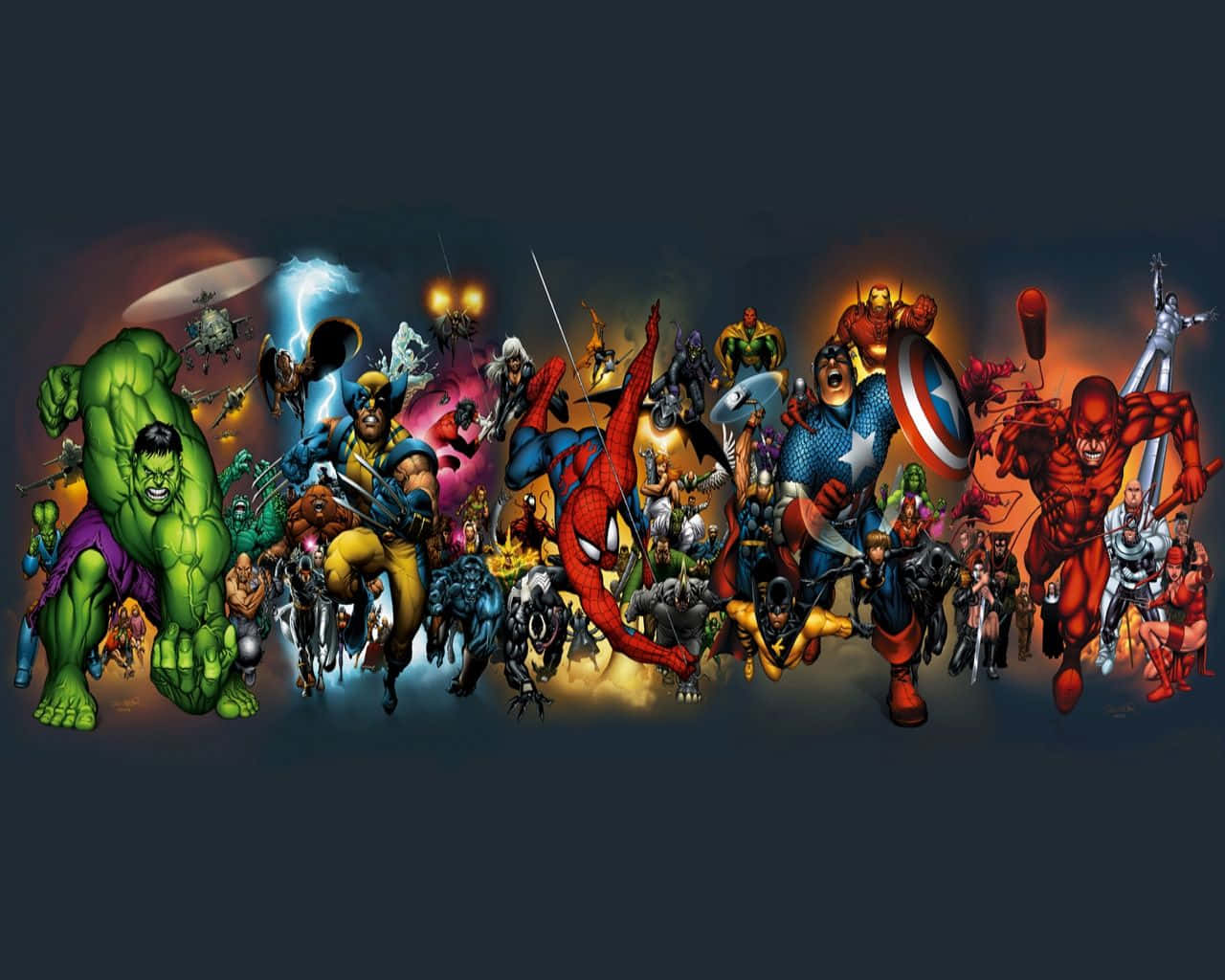 Power Of Assembled Avengers Superhero Collage Background