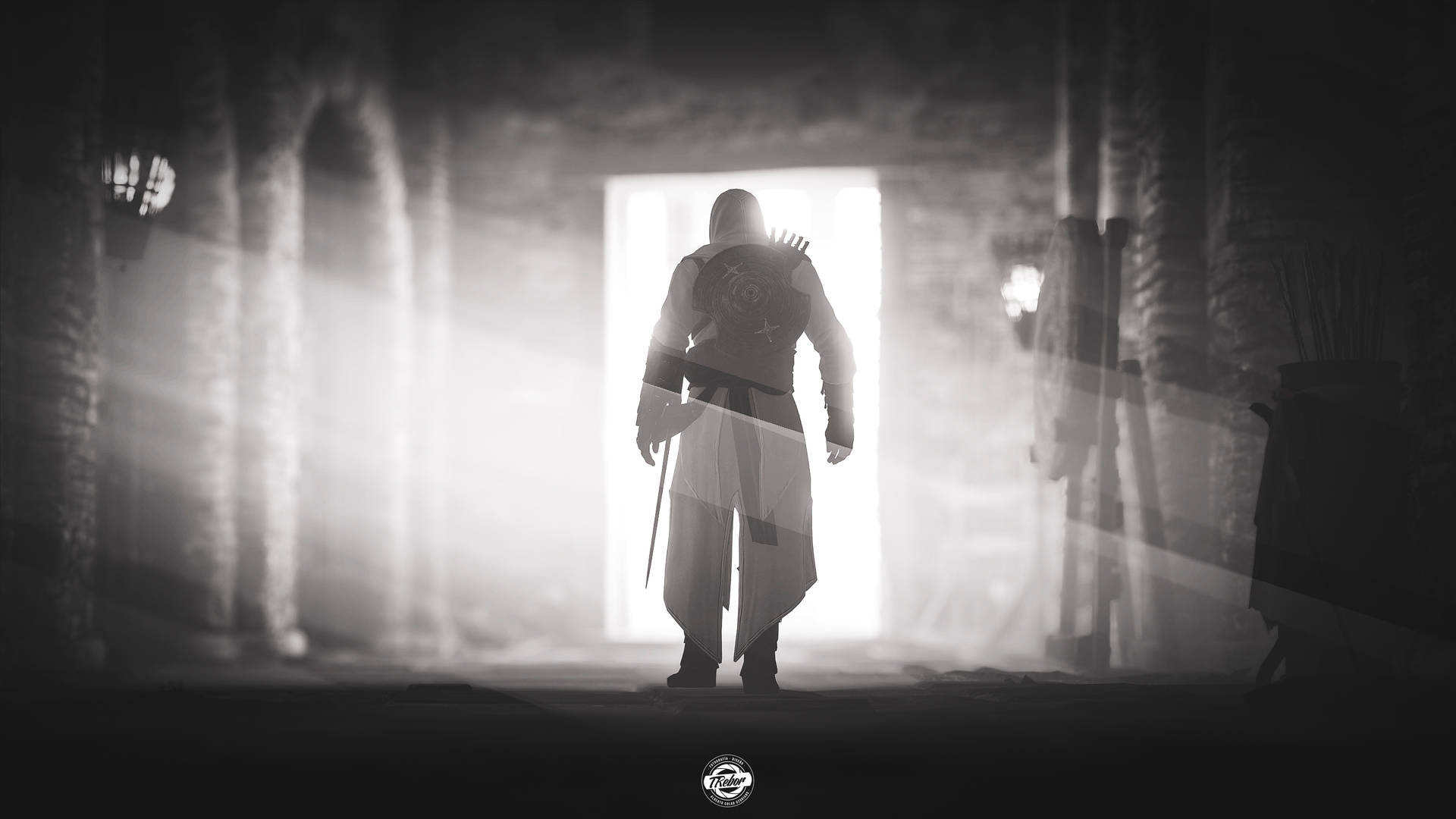 Powerful Bayek In Monochrome - Assassin's Creed Origins Background