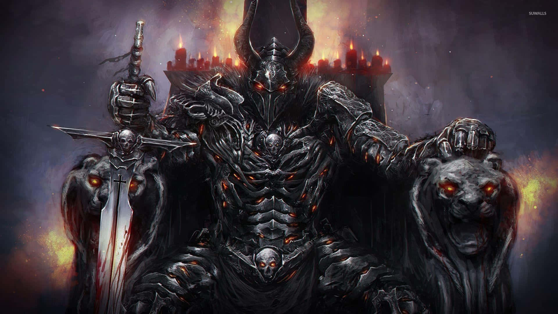 Powerful Cool Demon Unleashing Darkness Background