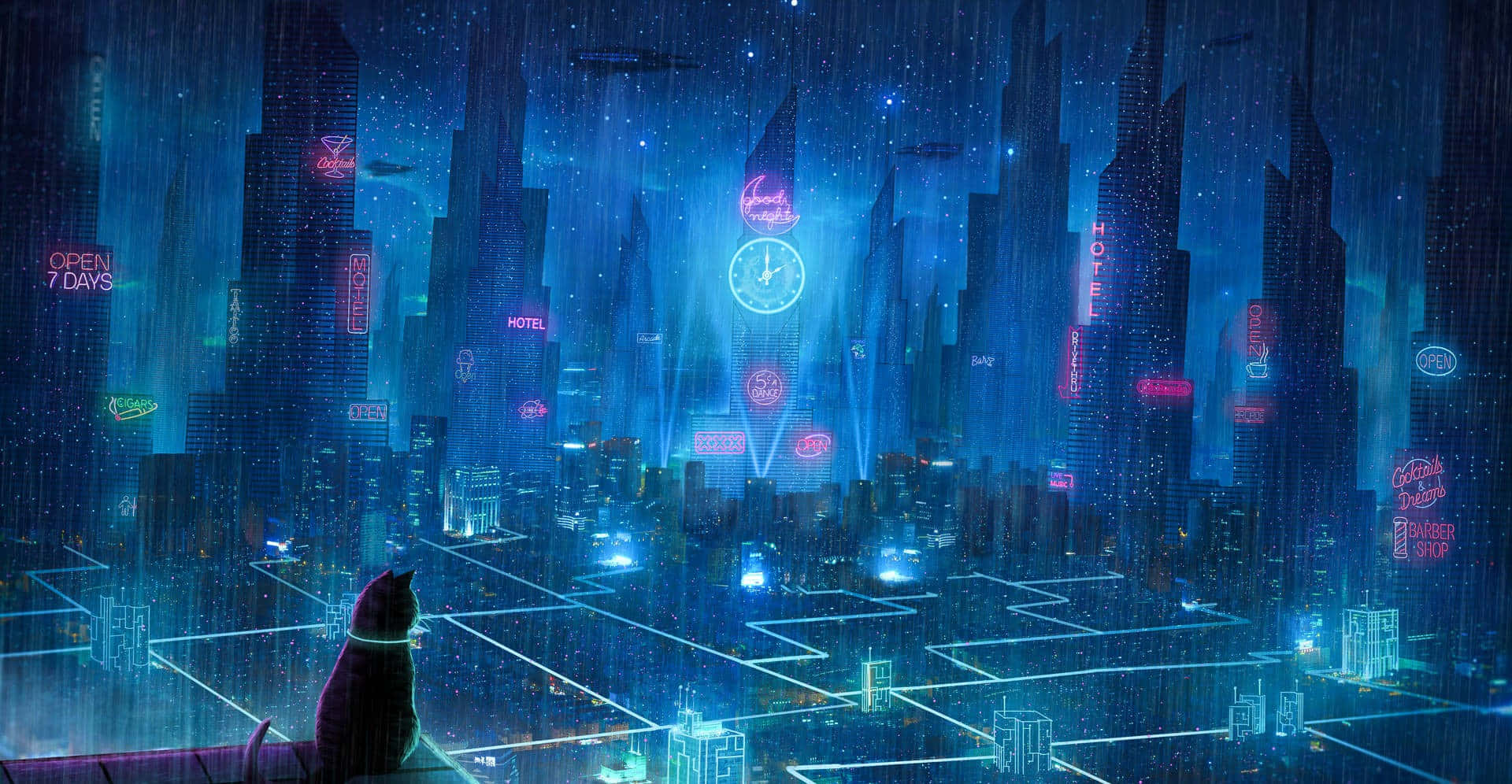 Powerful Cyberpunk Laptop Background