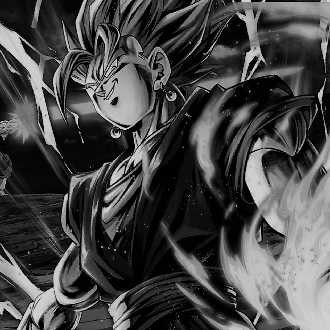 Powerful, Determined Goku In Black & White Background