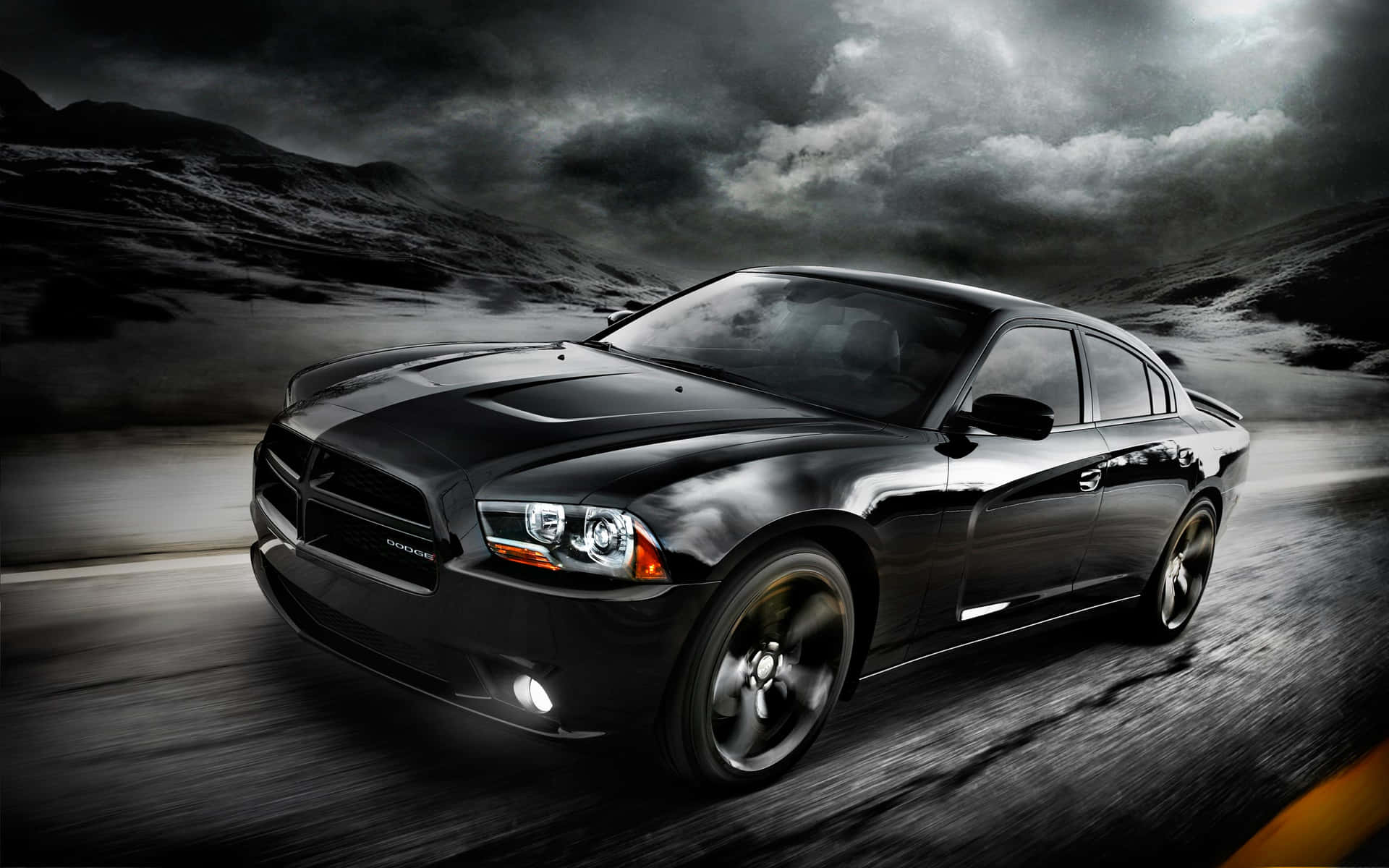 Powerful Dodge Charger On The Road Background