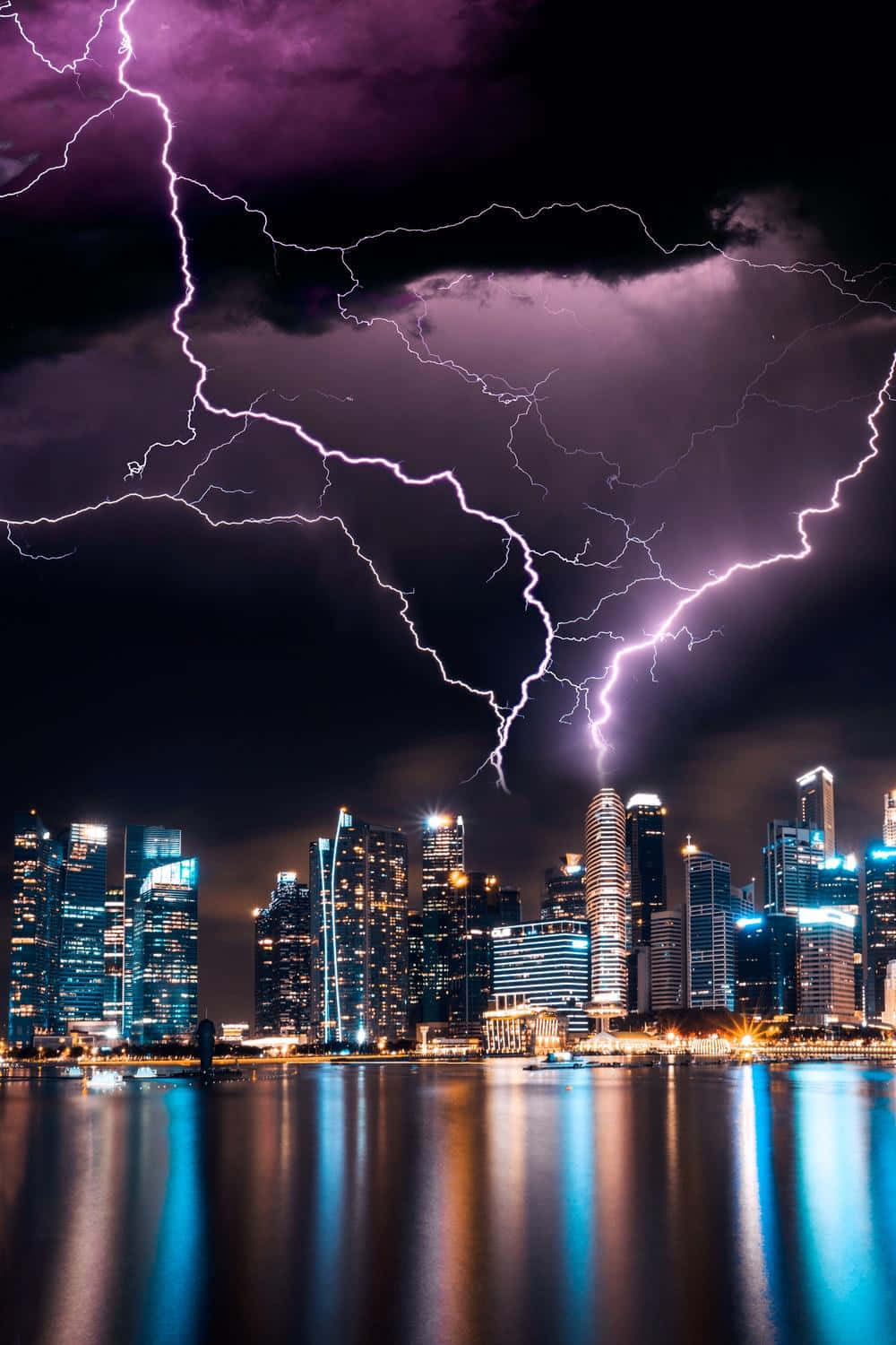 Powerful Electricity Surging Through The Night Sky Background