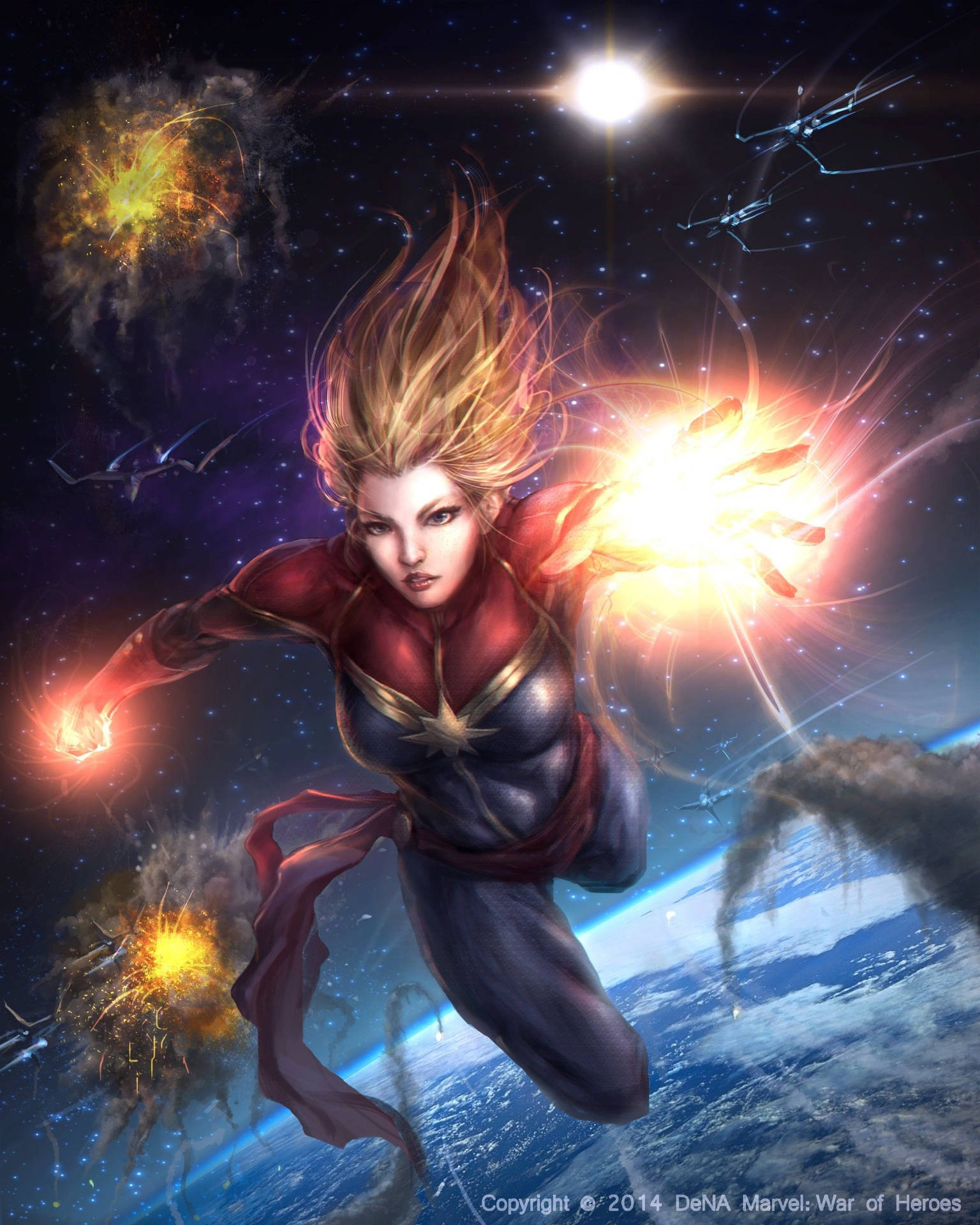 Powerful Fighting Pose Captain Marvel Iphone
