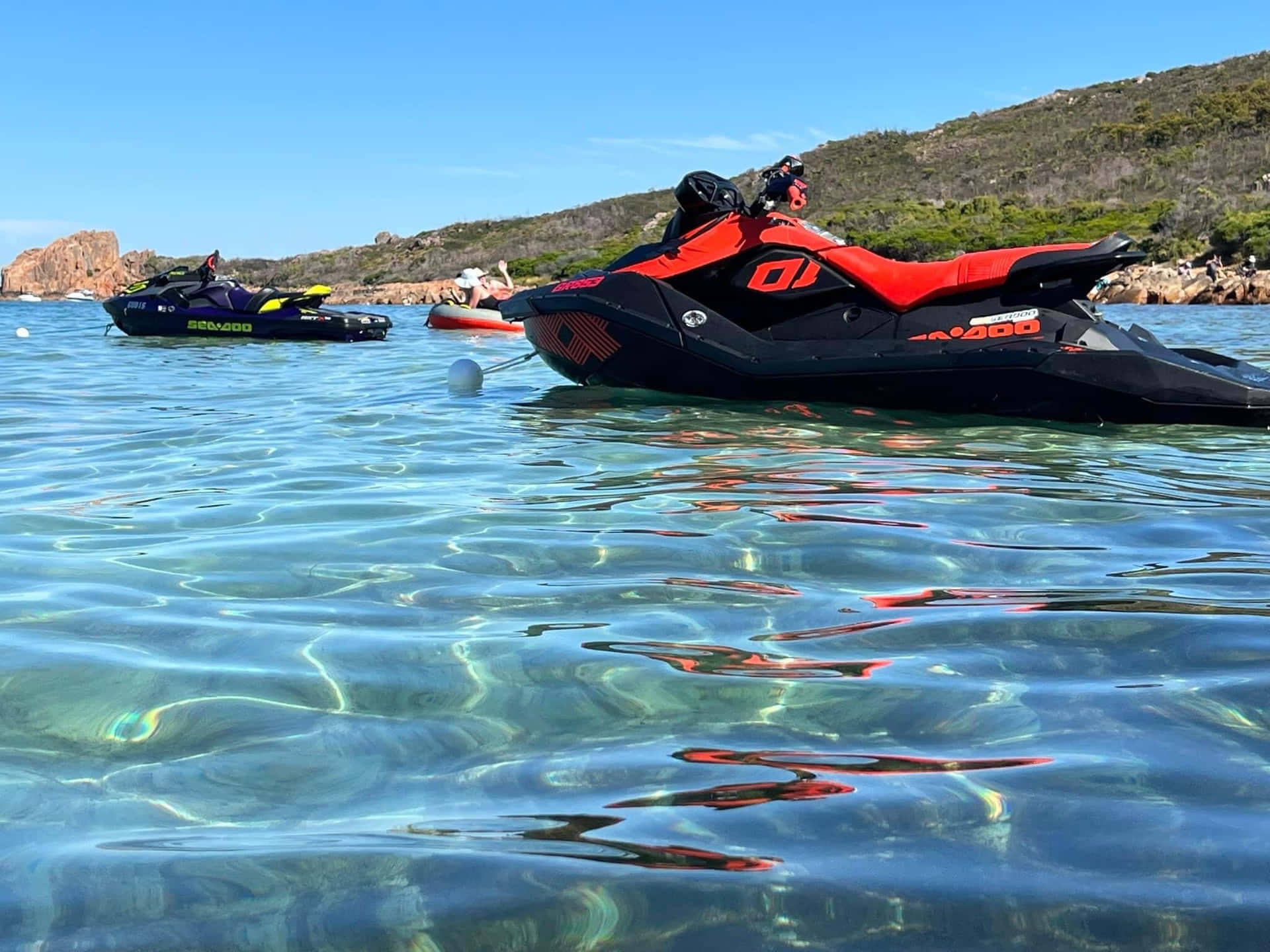 Powerful Jet Ski Solitude On A Serene Lake Background