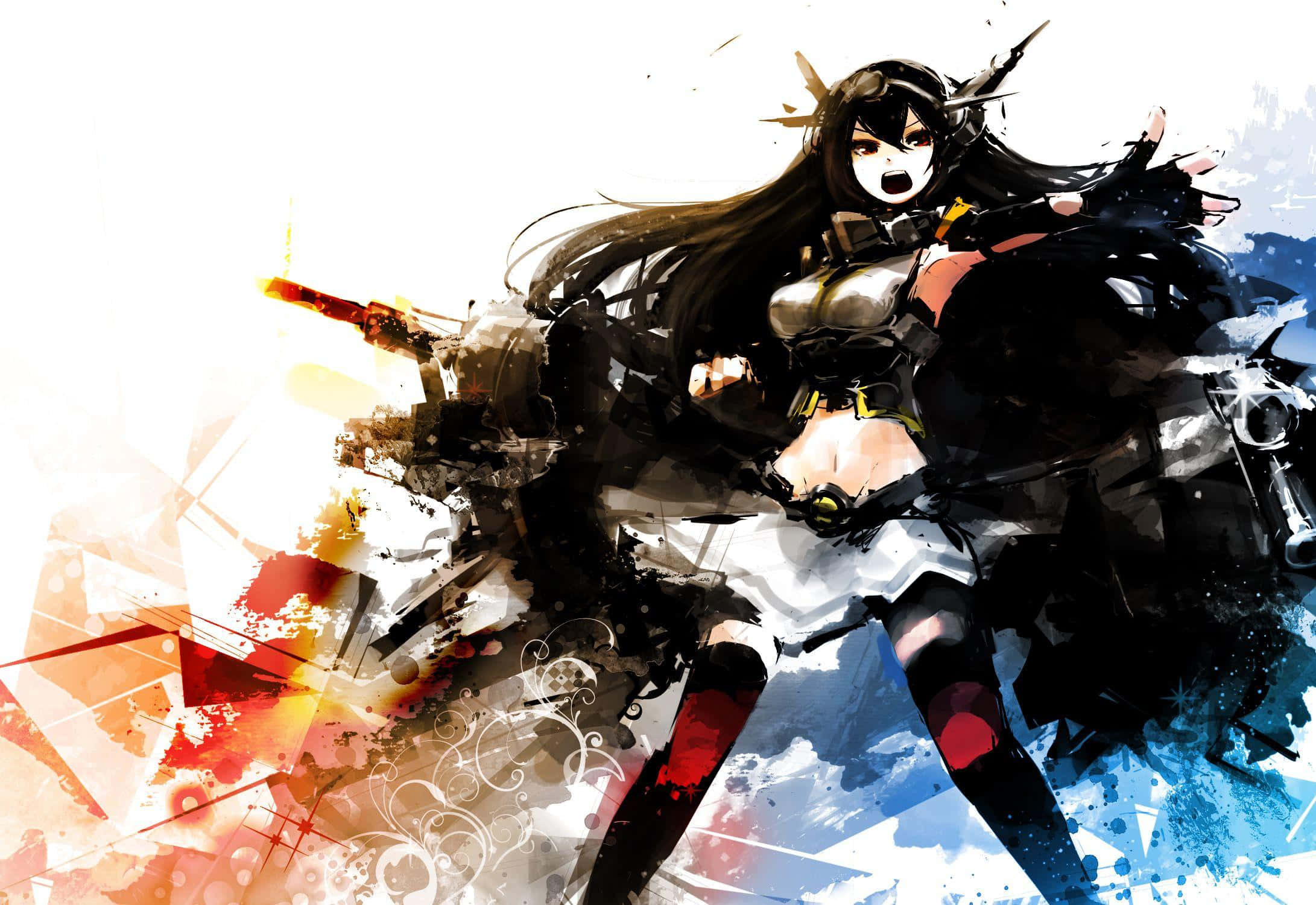 Powerful Kancolle Characters In Action Background