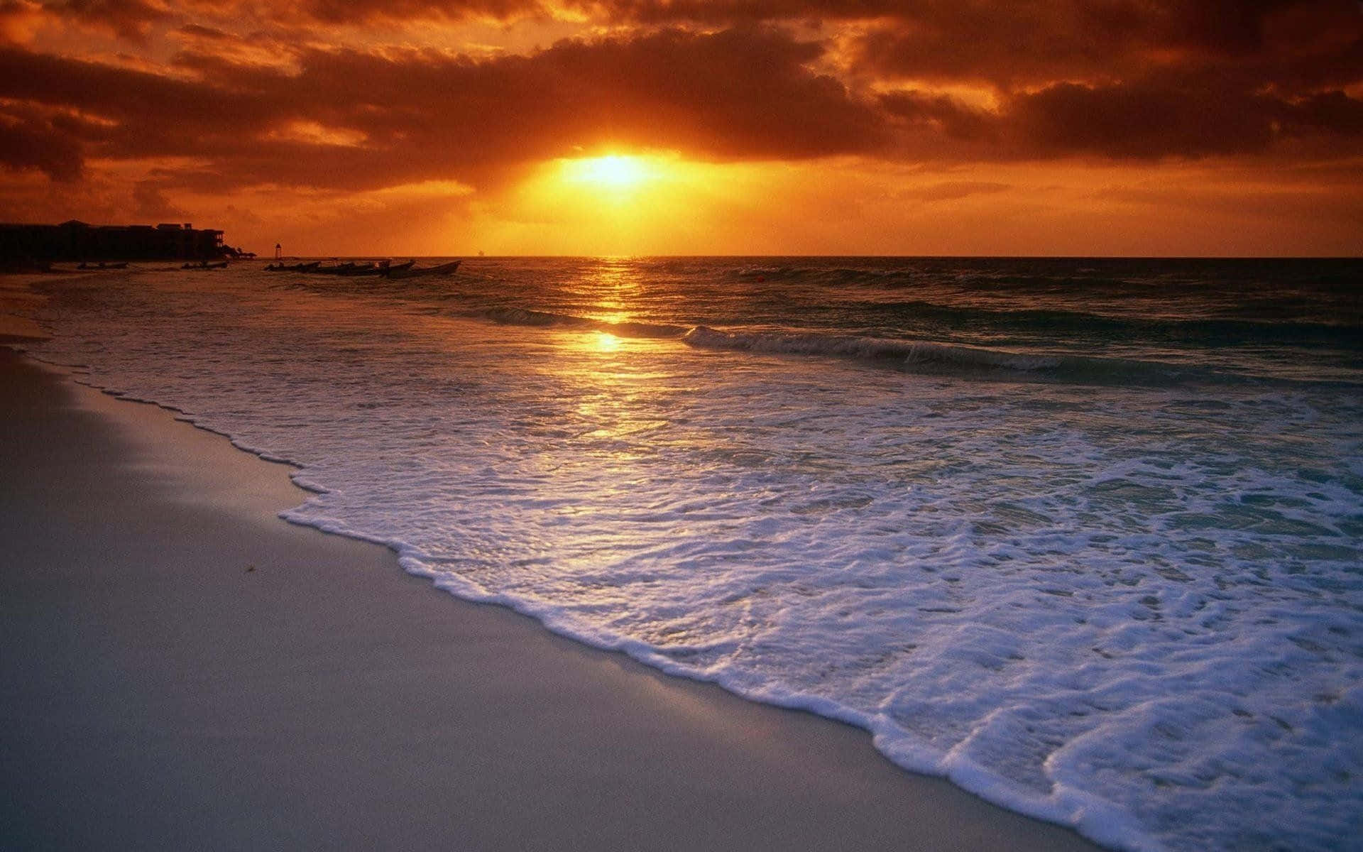 Powerful Magenta Skies Create A Beautiful Beach Sunset Background