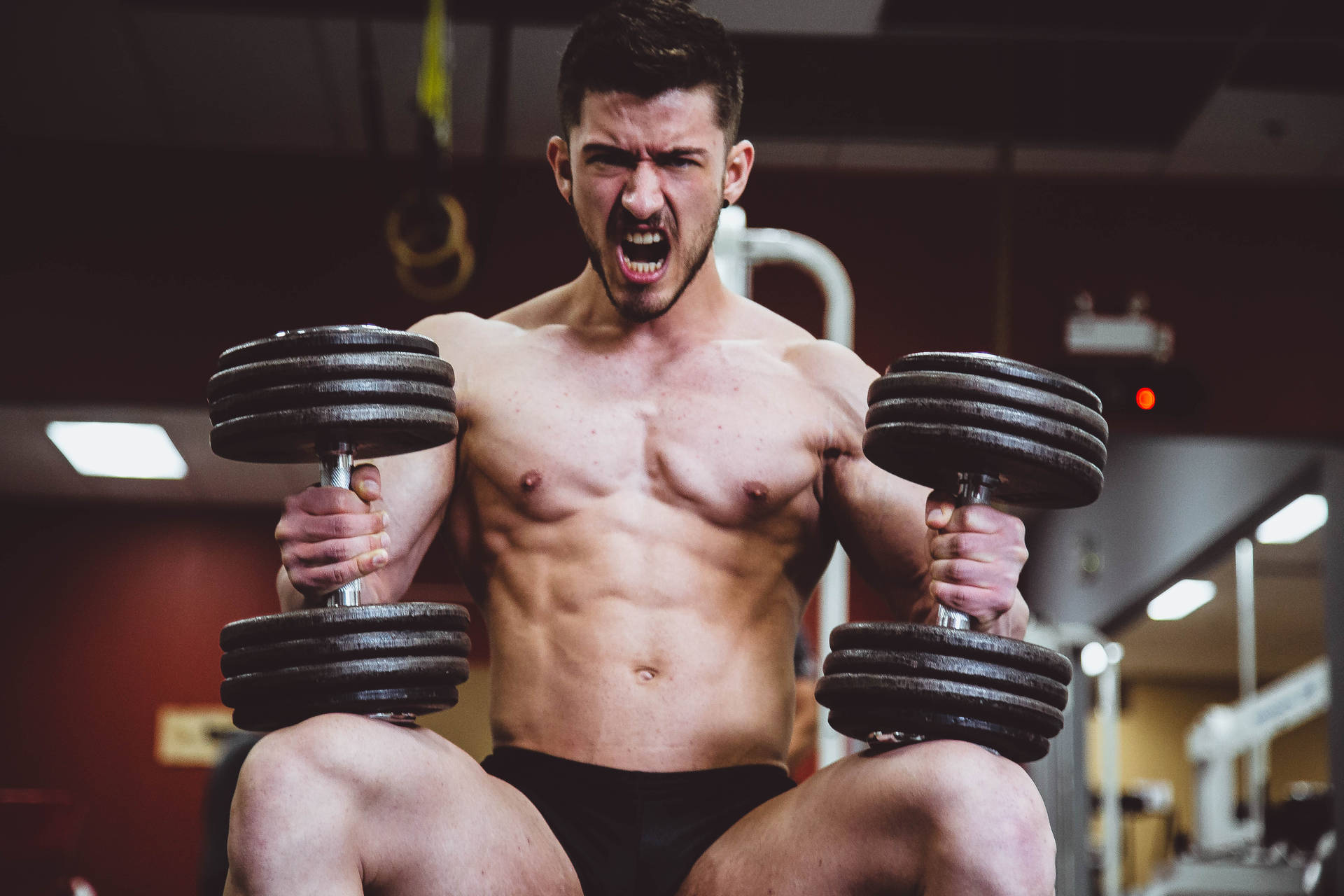 Powerful Man Weightlifting Background