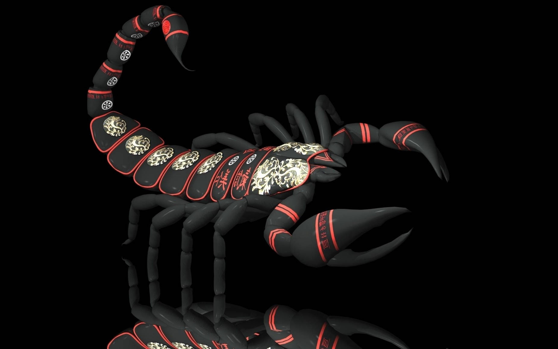 Powerful Red And Black Scorpion Symbol Background