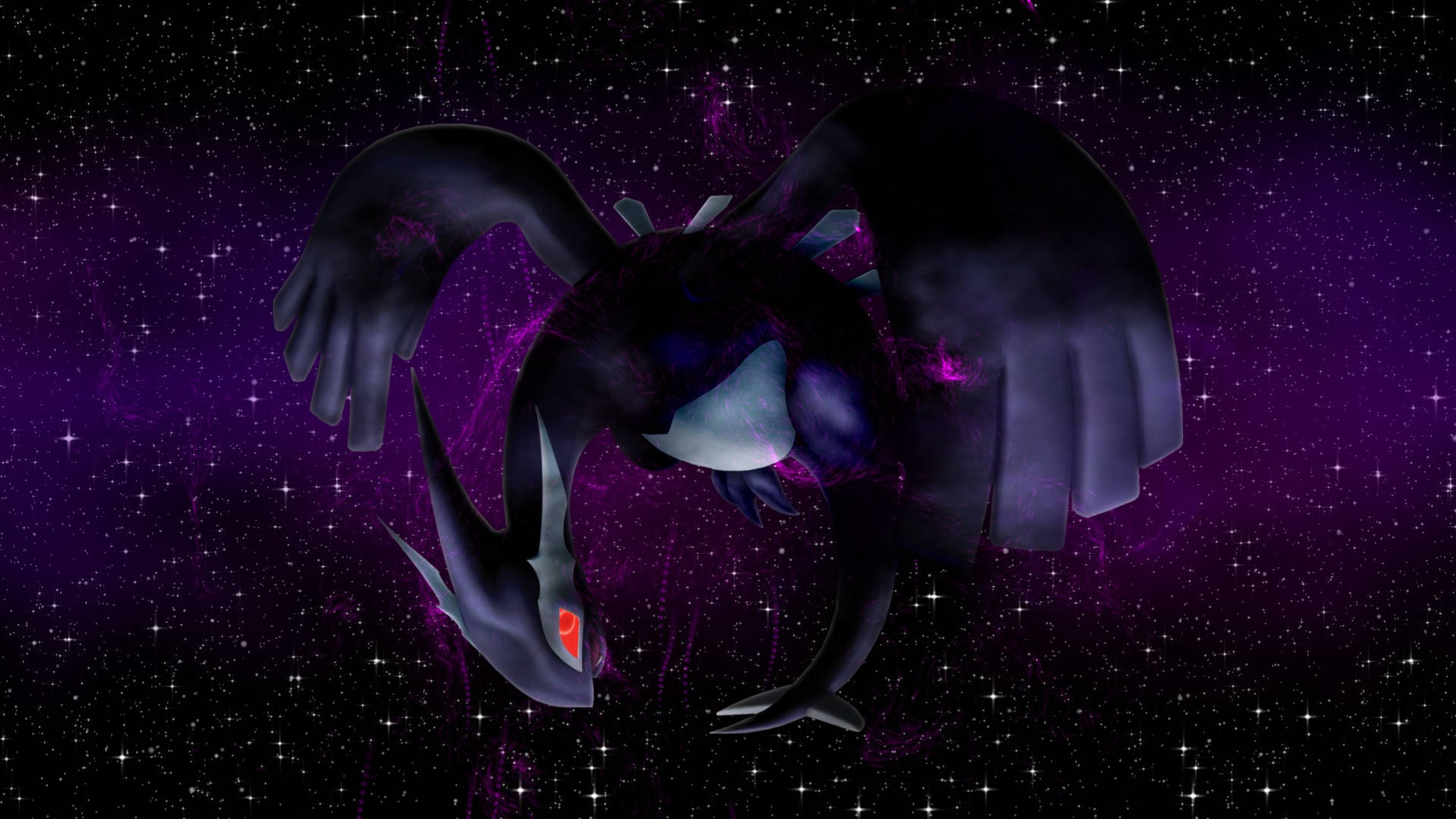 Powerful Red-eyed Shadow Lugia Background