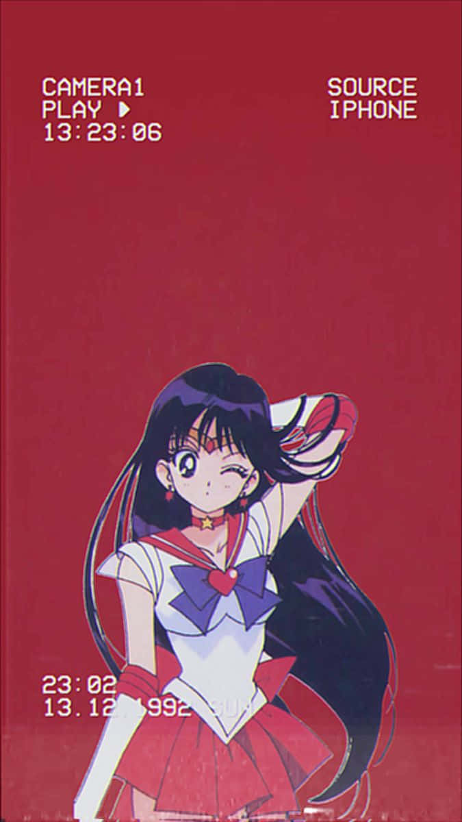 Powerful Sailor Mars Stands Boldly Background