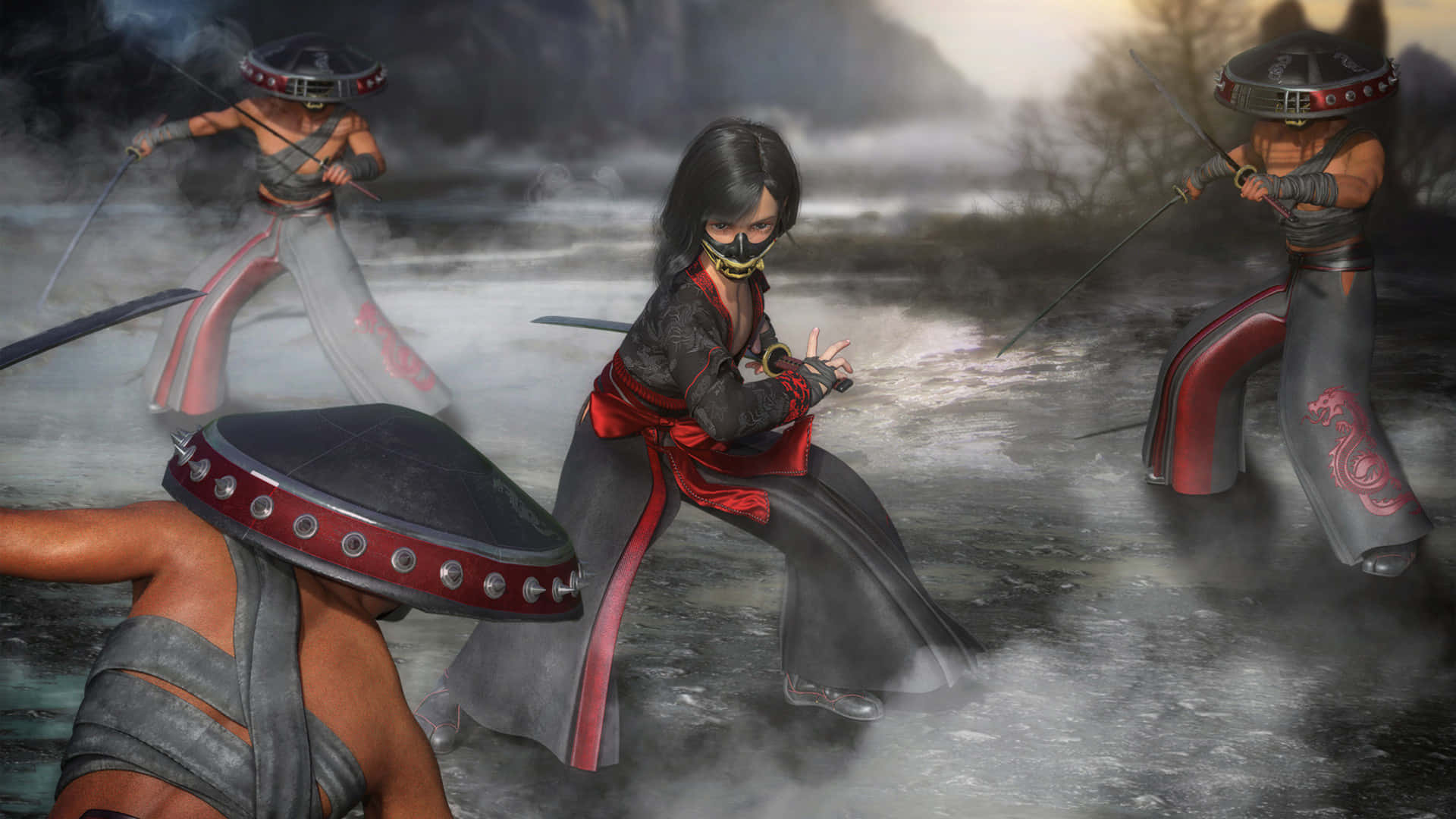 Powerful Samurai Warrior In Action Background