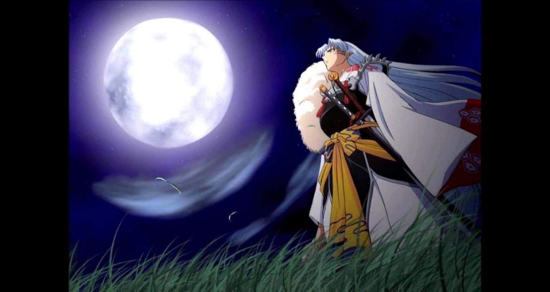 Powerful Sesshomaru Standing In A Dramatic Pose Background