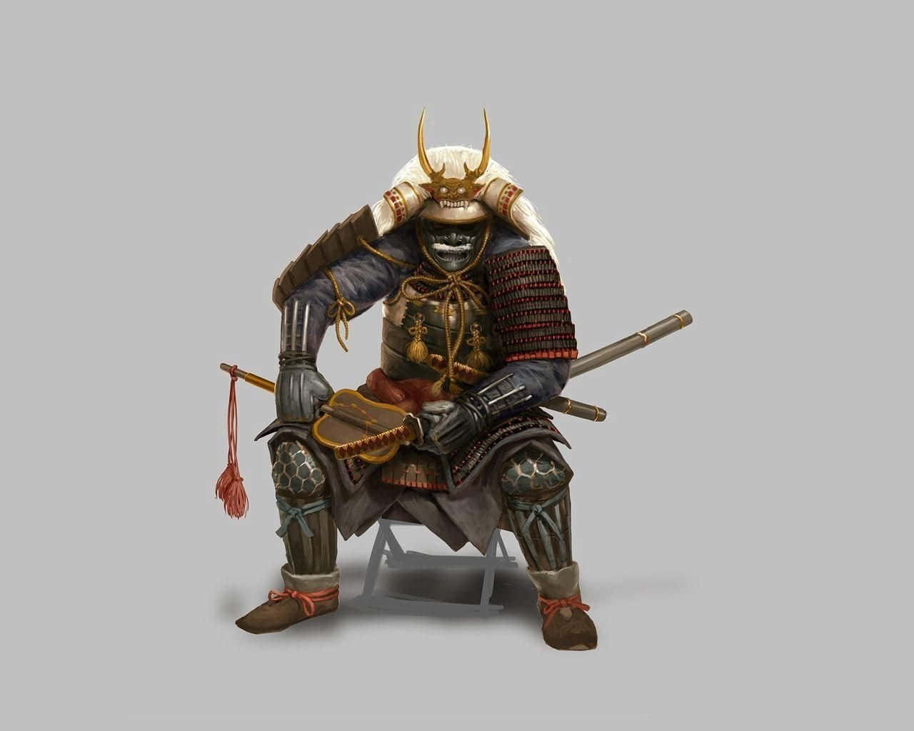 Powerful Shogun Warrior In Battle Background