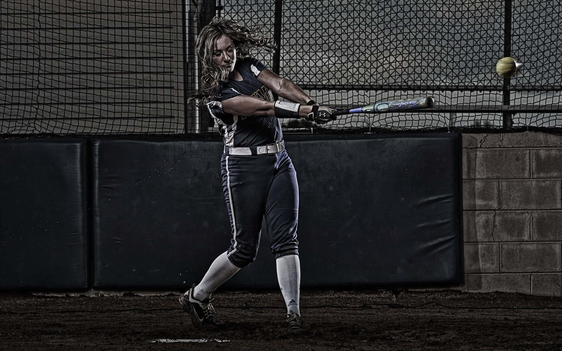 Powerful Swing With Baseball Bat Background