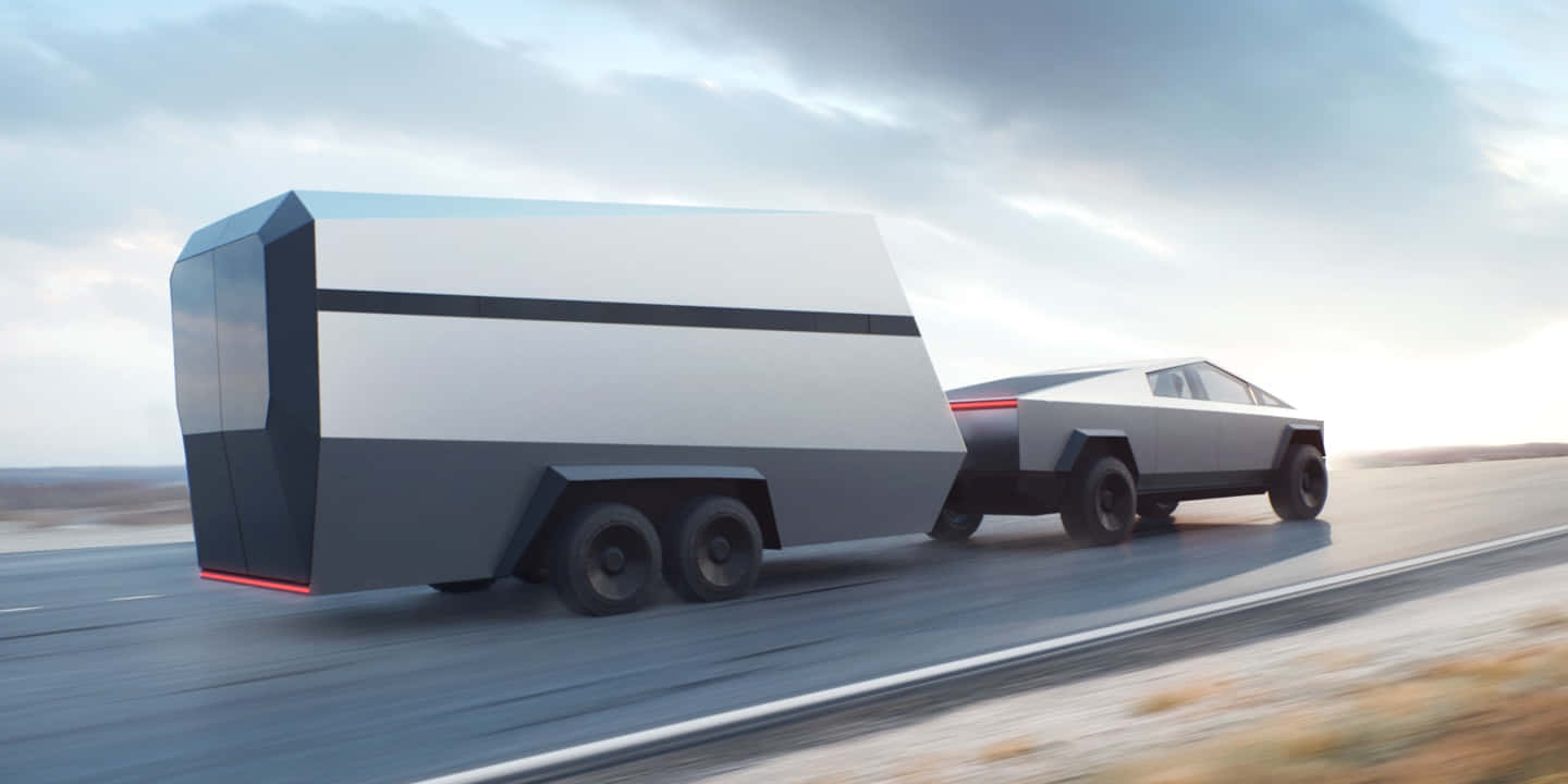 Powerful Tesla Cybertruck - Future Of Electric Vehicles Background