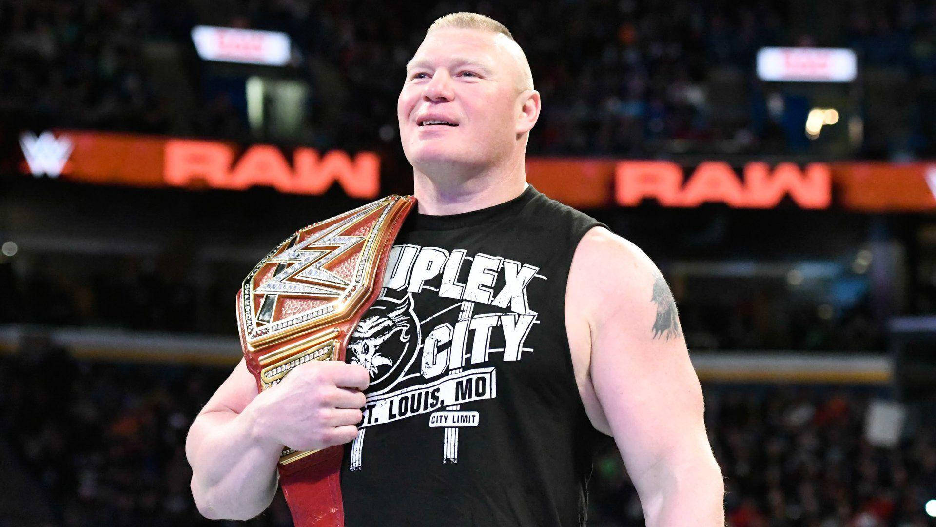 Powerhouse Wwe Athlete, Brock Lesnar, In Action Background