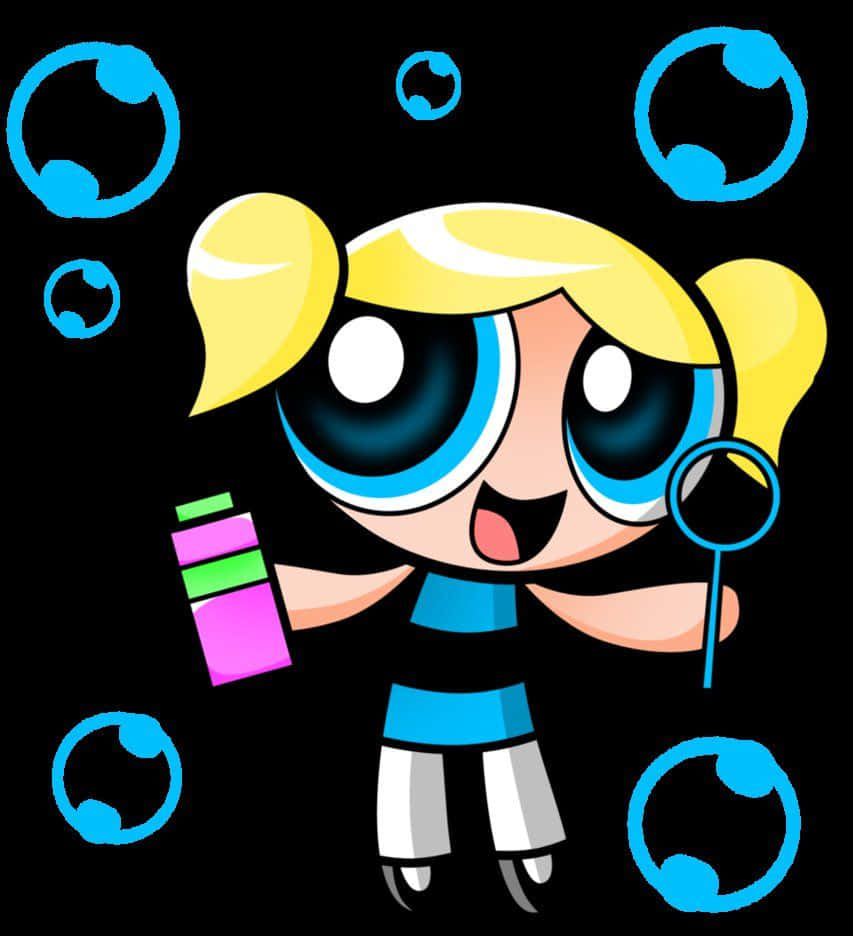 Powerpuff Girls Bubbles Blowing Bubbles Background