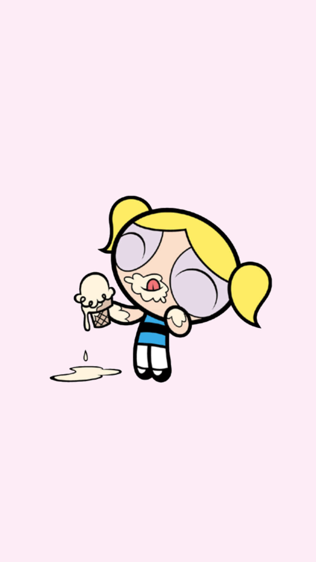 Powerpuff Girls Bubbles Eating Ice Cream Background