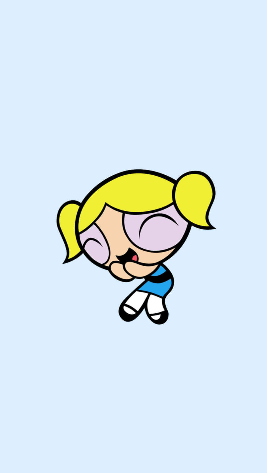 Powerpuff Girls Bubbles Hunched Over While Giggling Background
