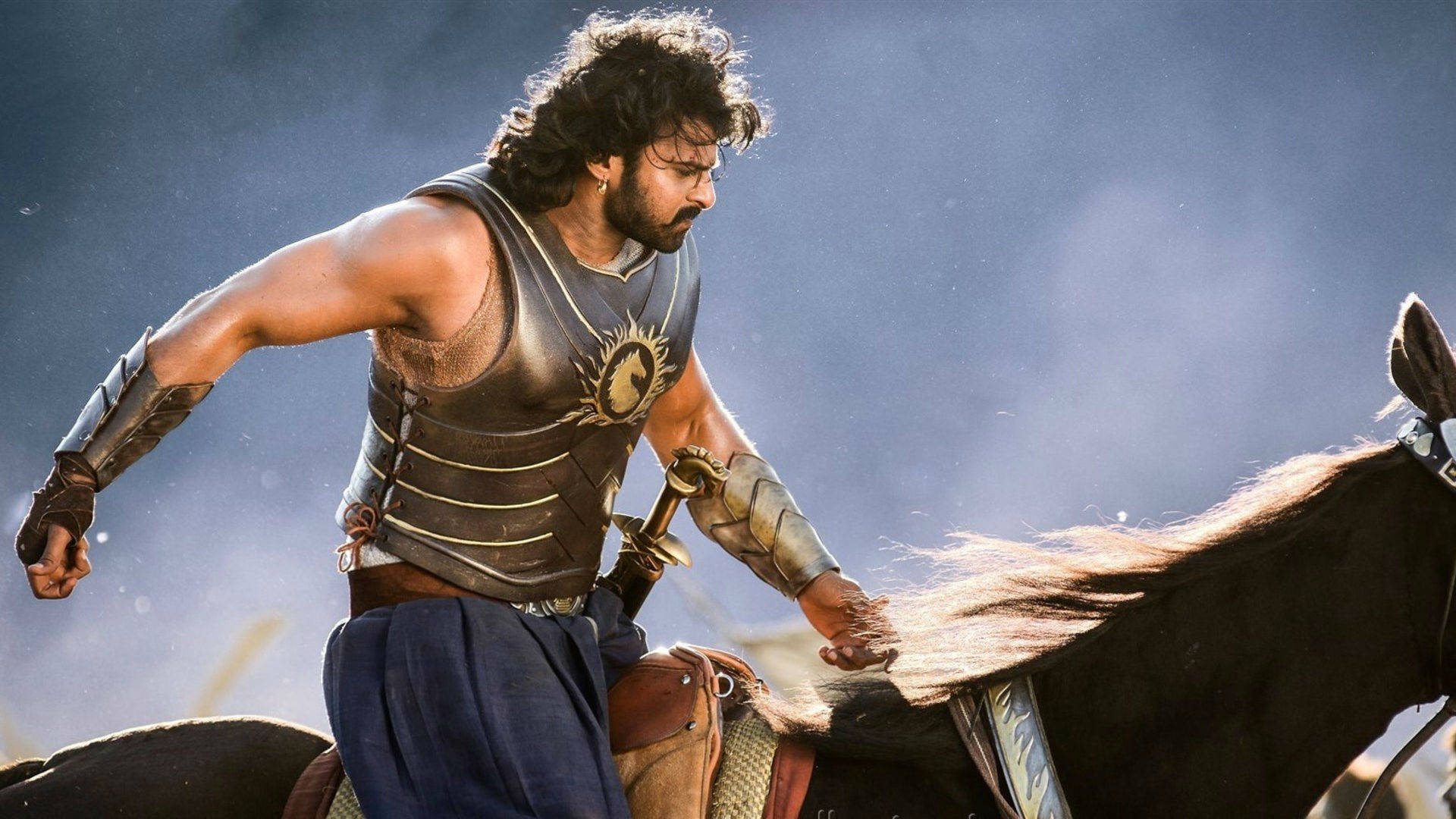 Prabhas Hd Baahubali Riding A Horse Background