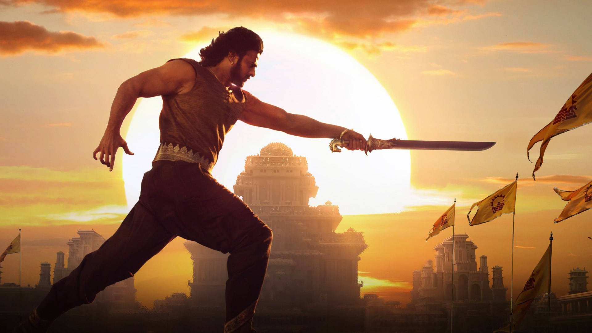 Prabhas Hd Training With A Sword Background