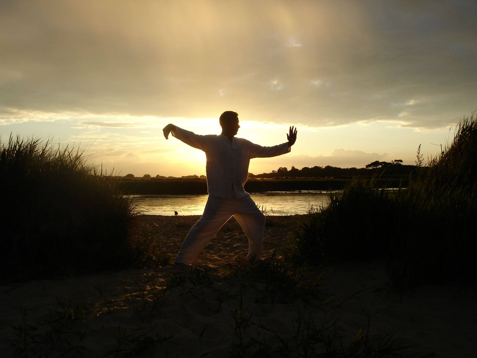 Practicing Qi Gong Martial Arts Outdoors