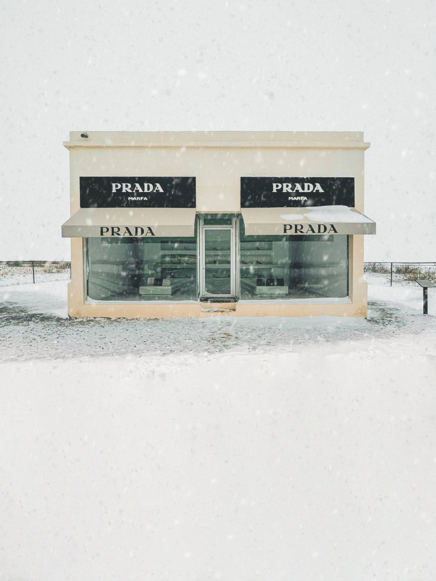 Prada Marfa In Winter Background