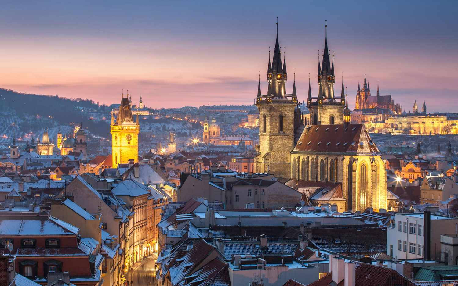 Prague At Dusk Background