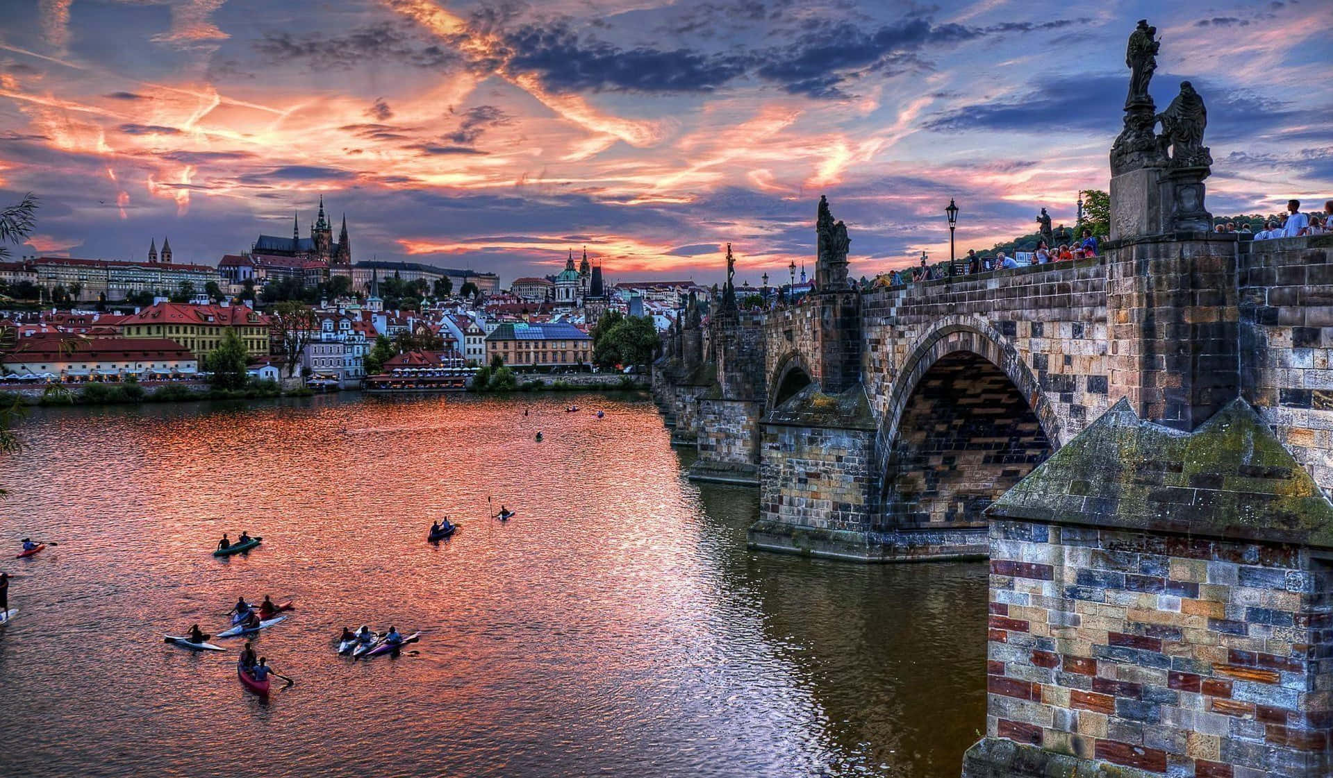 Prague Castle During Sunset Background