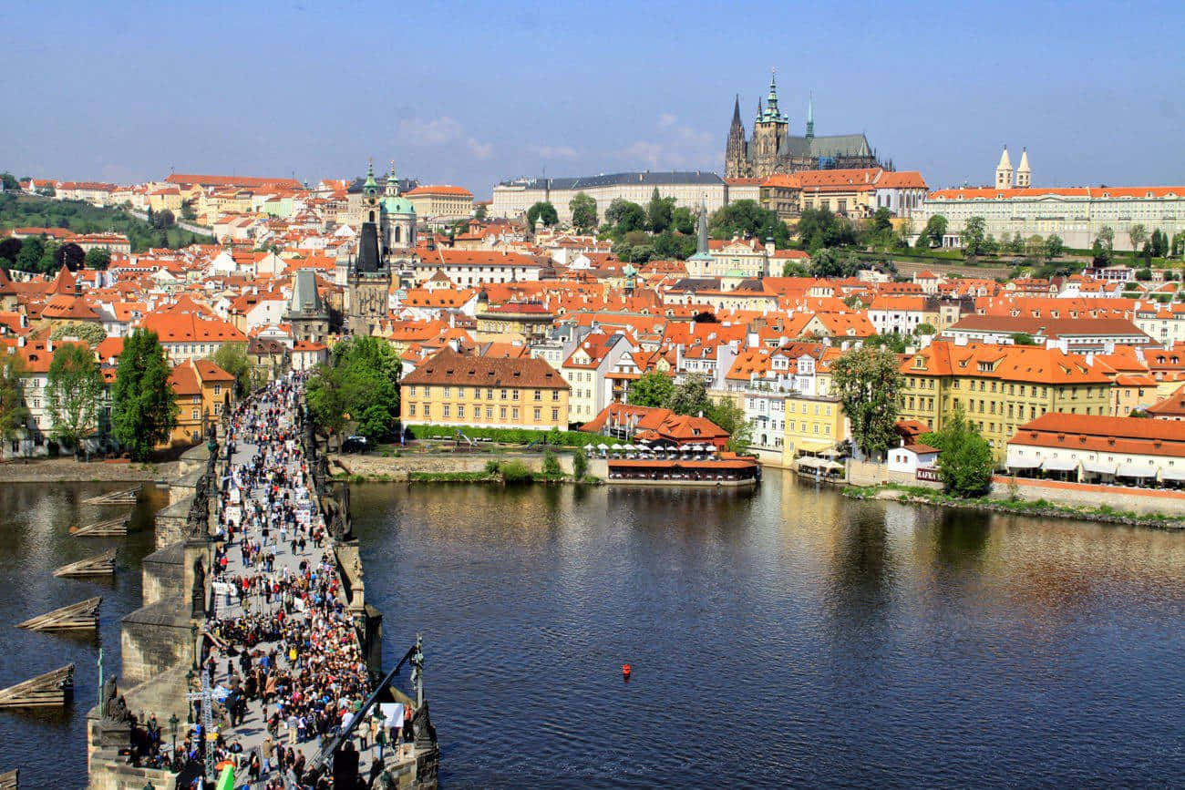 Prague Castle On Sunny Day Background