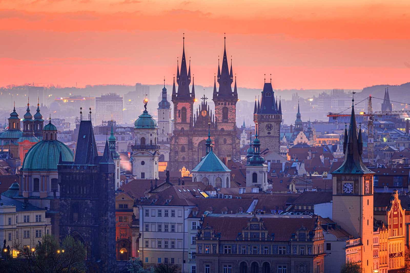 Prague Churches And Spires Background