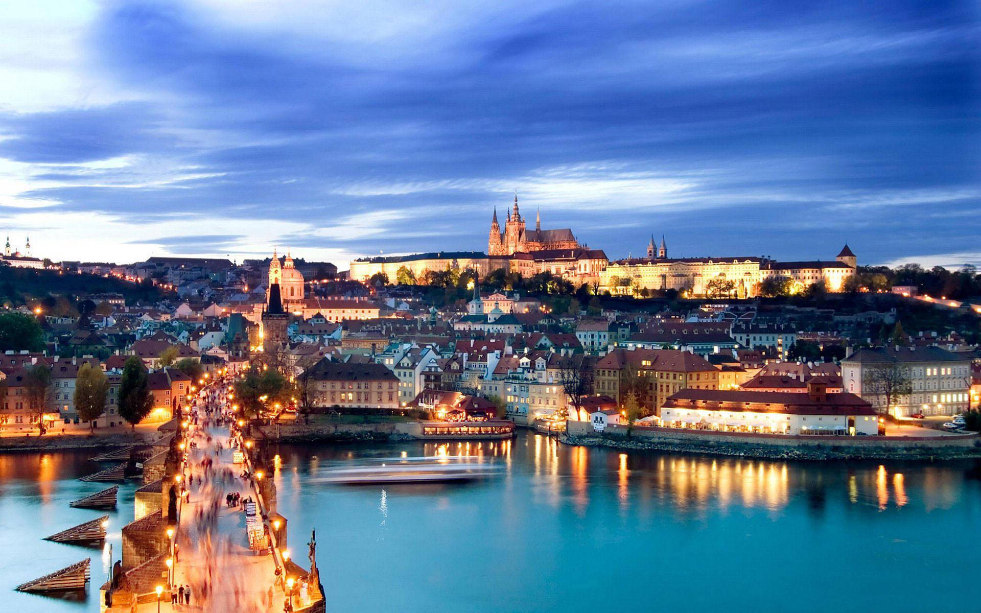 Prague City Night Macbook Pro Aesthetic Background