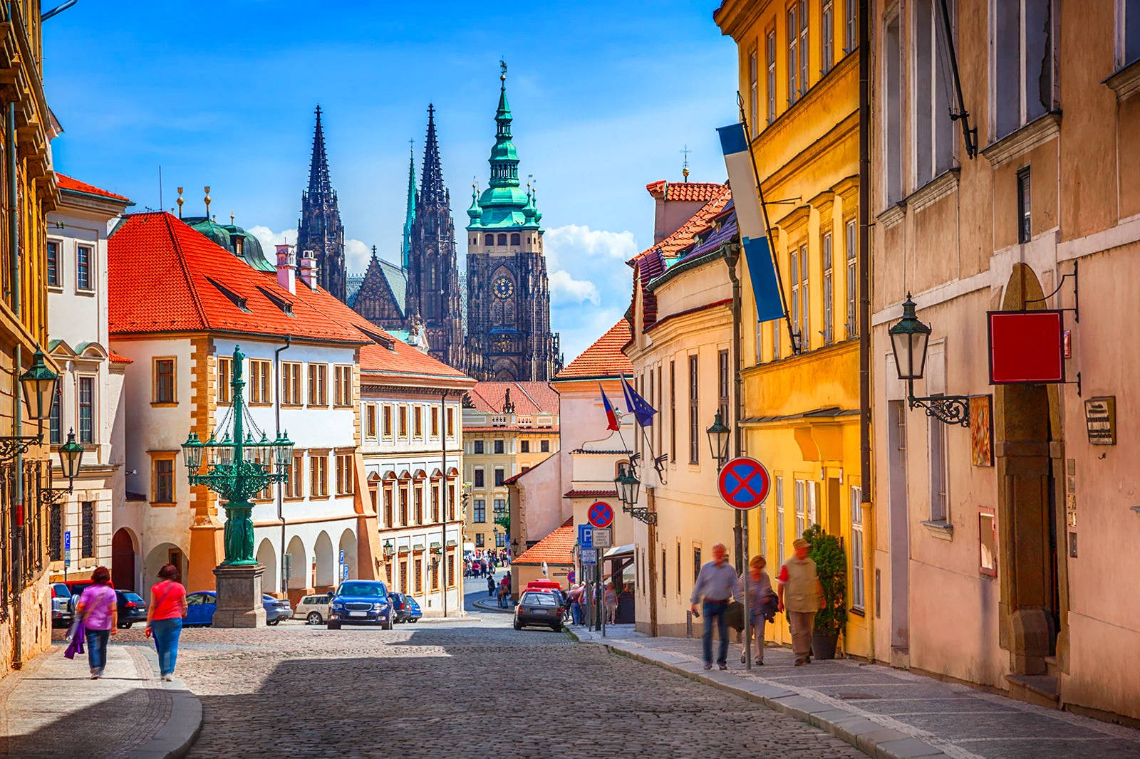 Prague Cobblestone Street Background