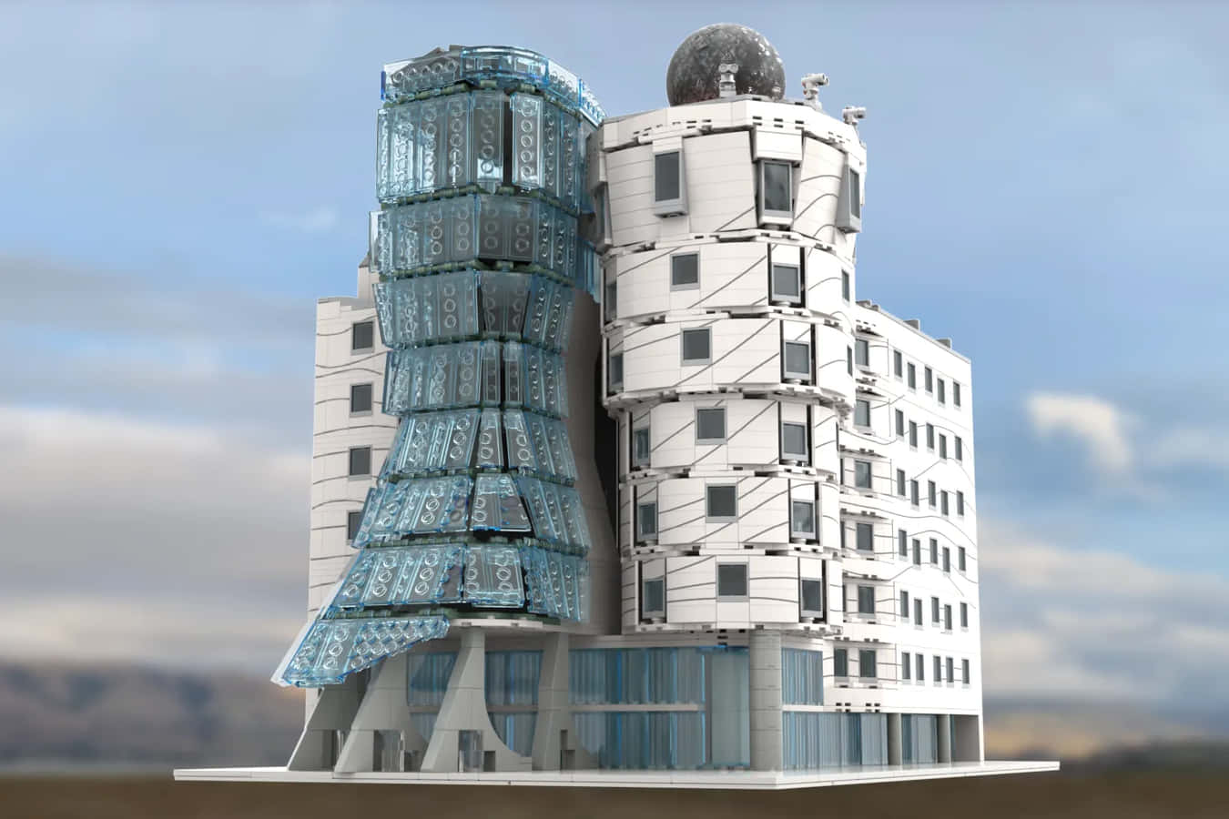Prague Dancing House Miniature Model Background