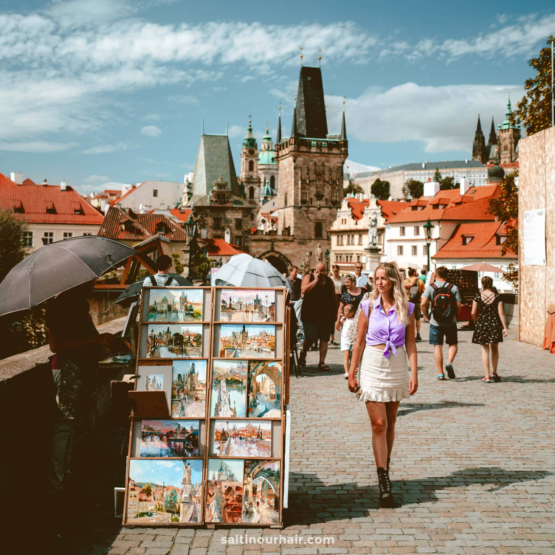 Prague Tourist Near Riverside